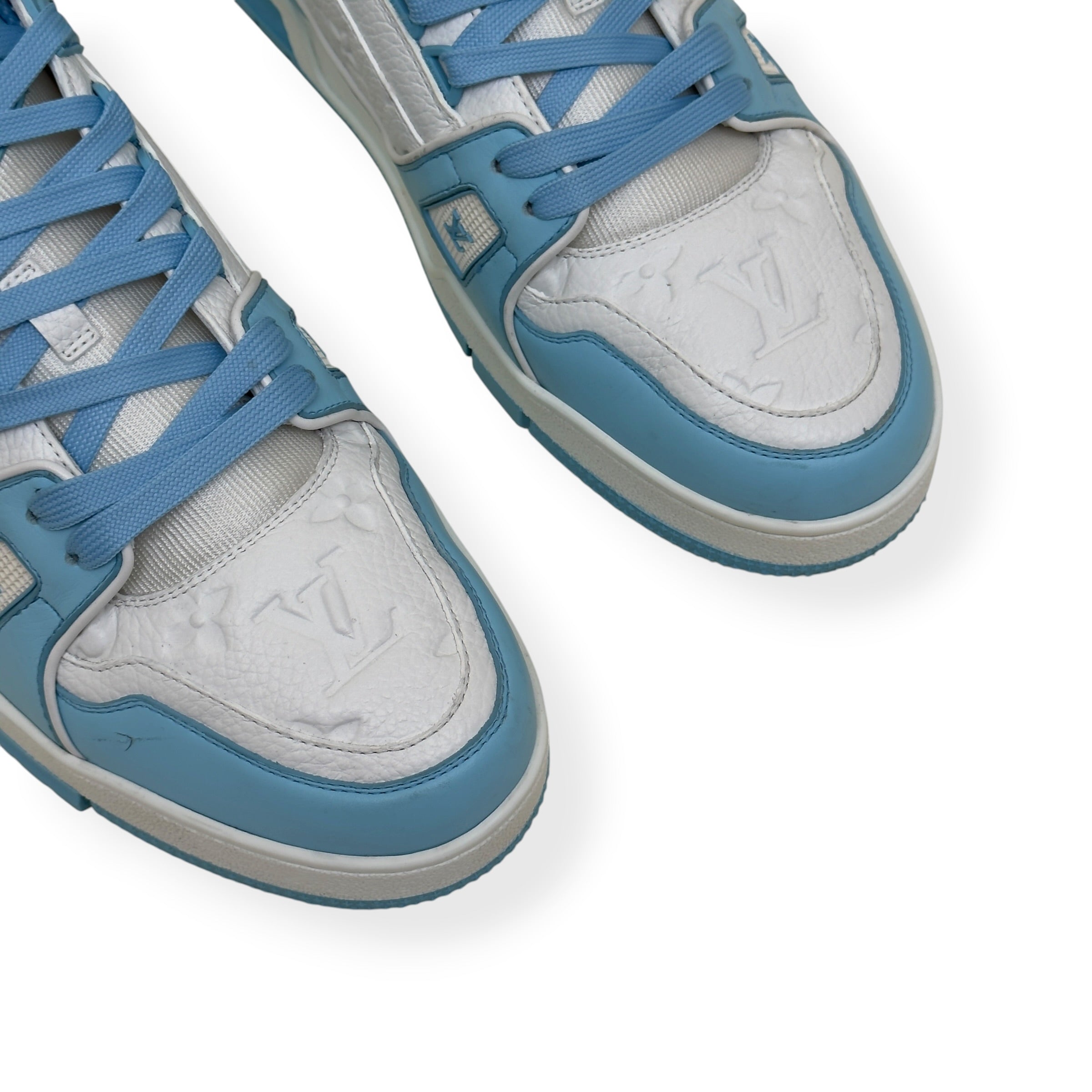 LOUIS VUITTON LV TRAINER LOW-TOP SNEAKER BLUE / WHITE UK10
