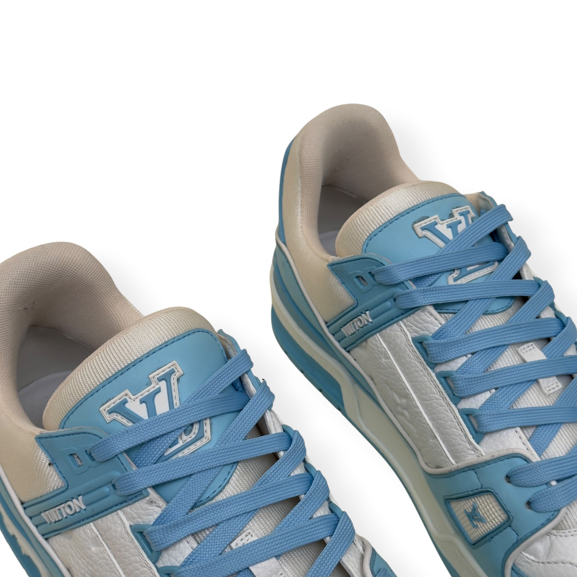 LOUIS VUITTON LV TRAINER LOW-TOP SNEAKER BLUE / WHITE UK10