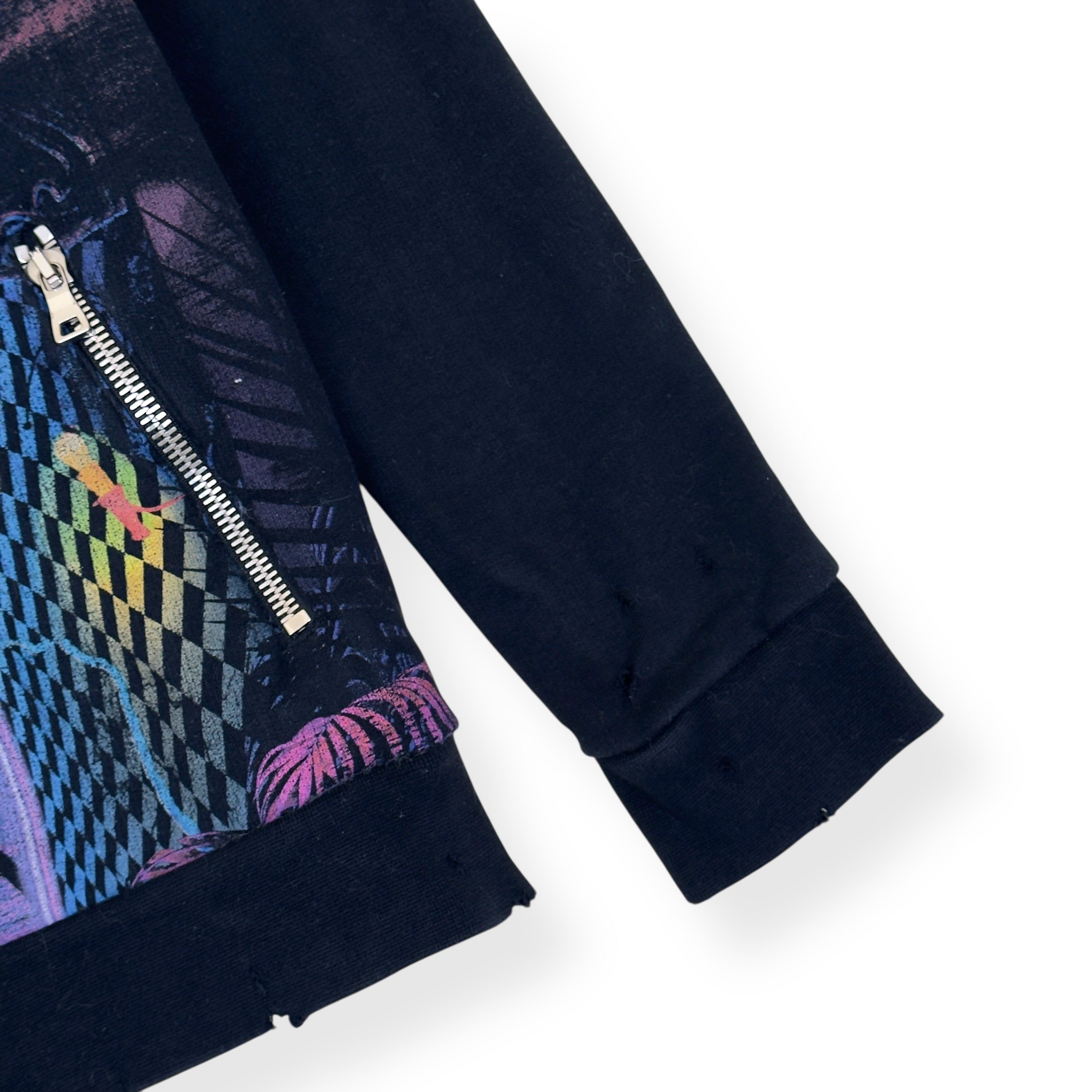 BALMAIN ‘CUBA’ COTTON HOODIE BLACK /  MULTICOLOURED M