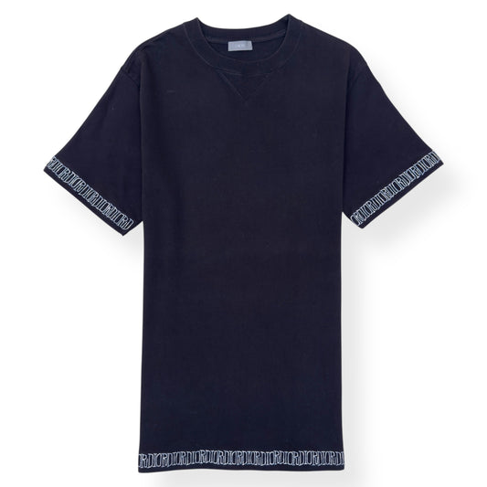 DIOR LOGO-EMBROIDERED COTTON T-SHIRT BLACK L