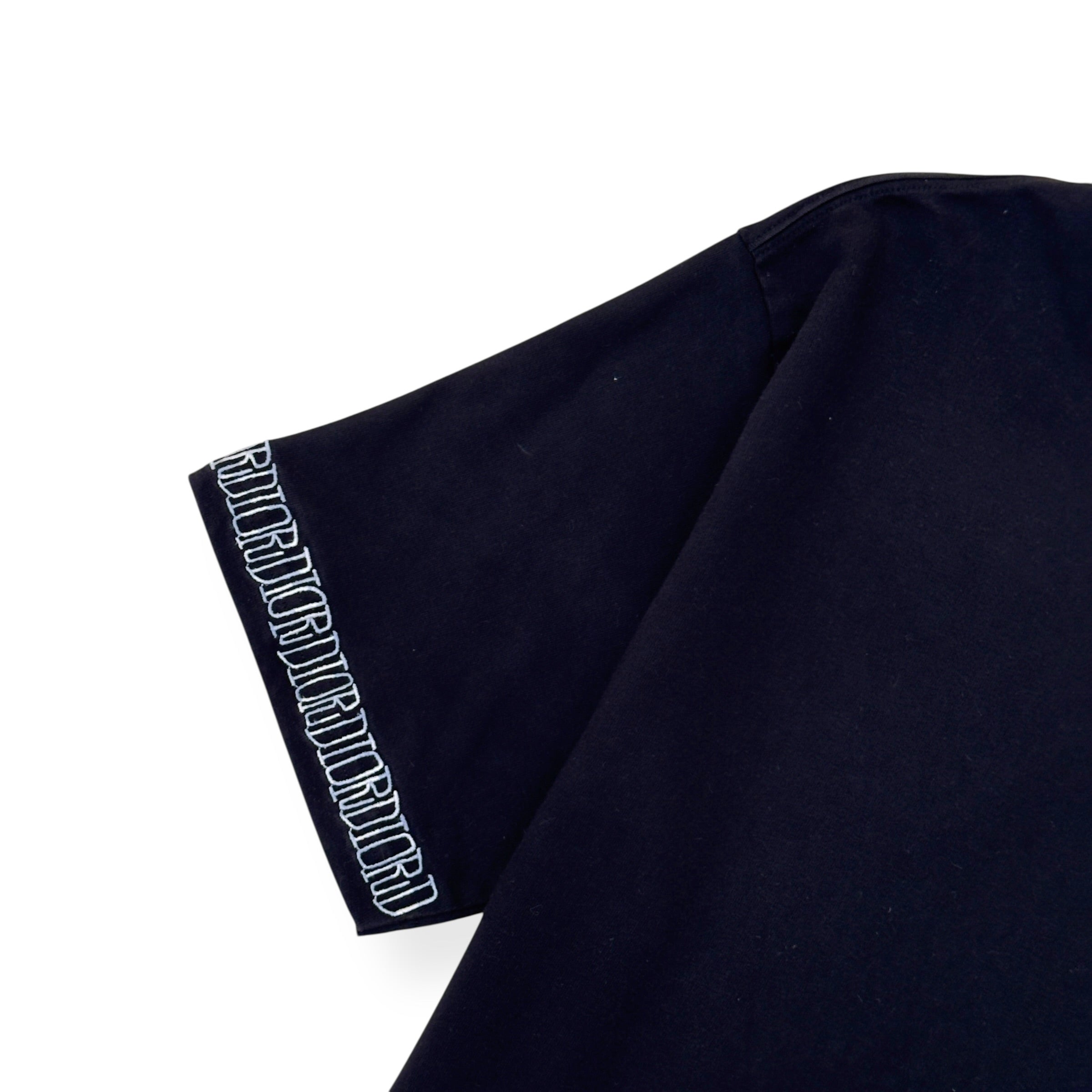 DIOR LOGO-EMBROIDERED COTTON T-SHIRT BLACK L