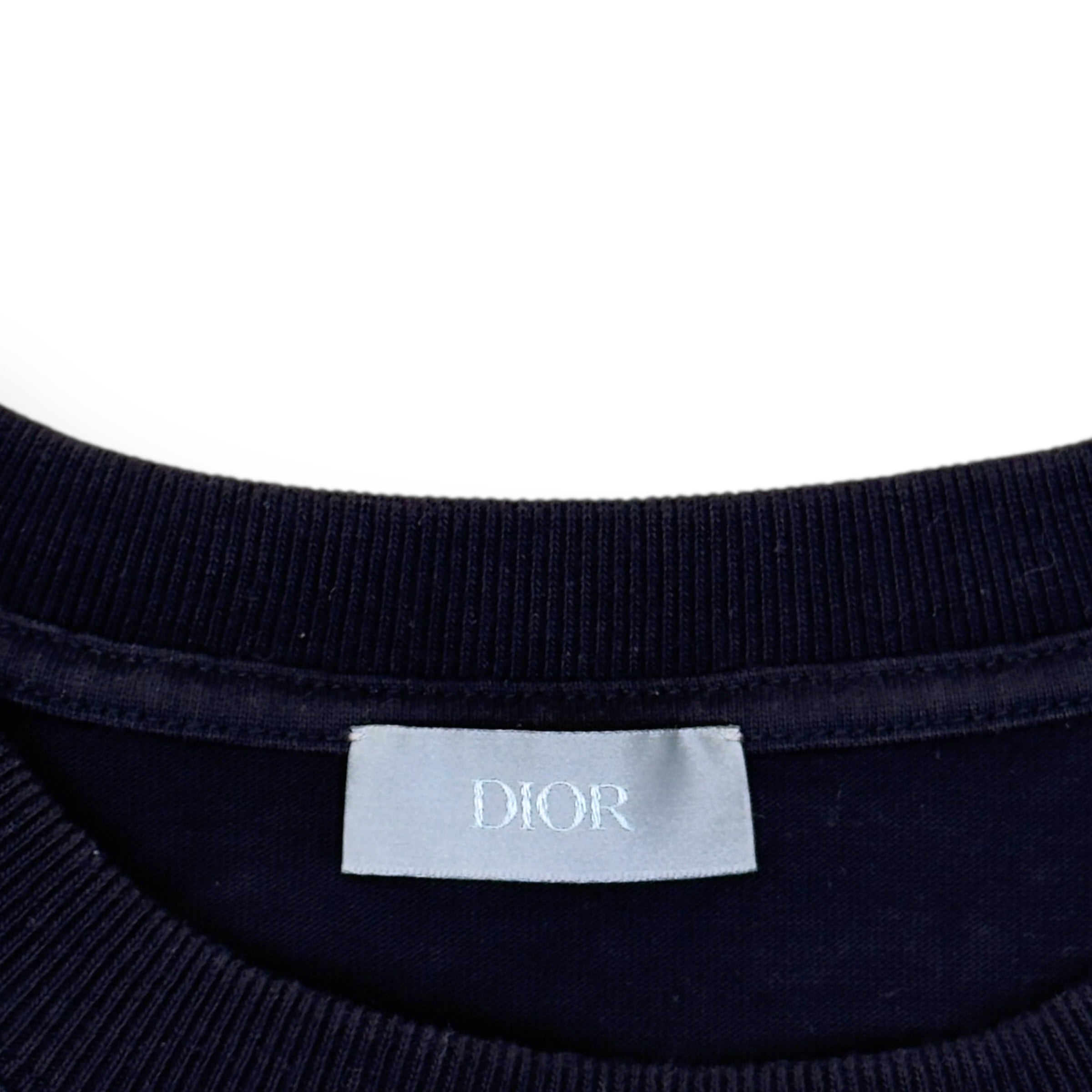 DIOR LOGO-EMBROIDERED COTTON T-SHIRT BLACK L