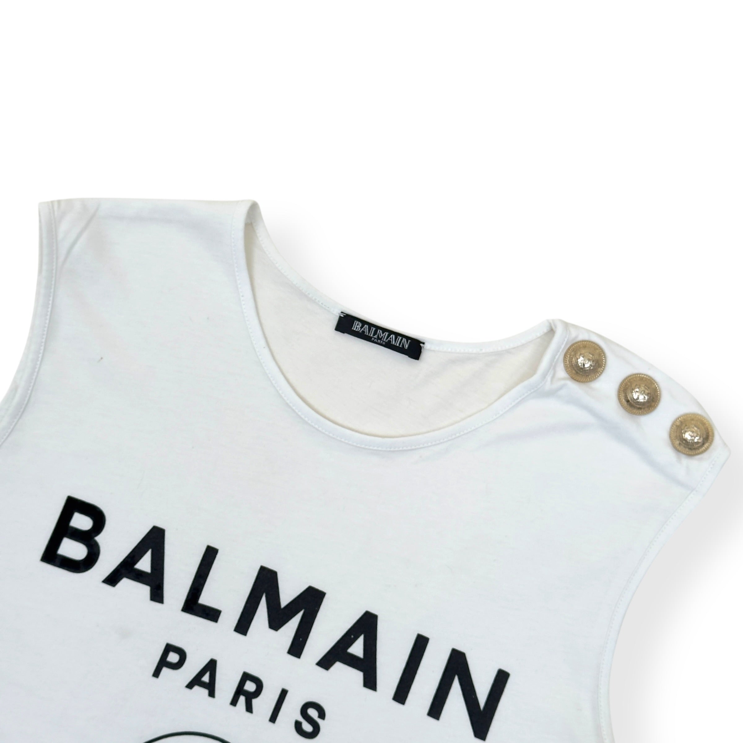 BALMAIN PARIS COTTON TANK TOP WHITE 34 / XS