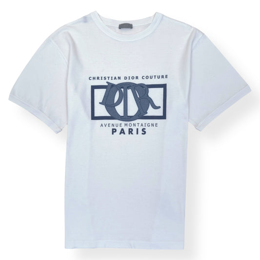 DIOR GRAPHIC PRINT COTTON T-SHIRT WHITE / BLUE L
