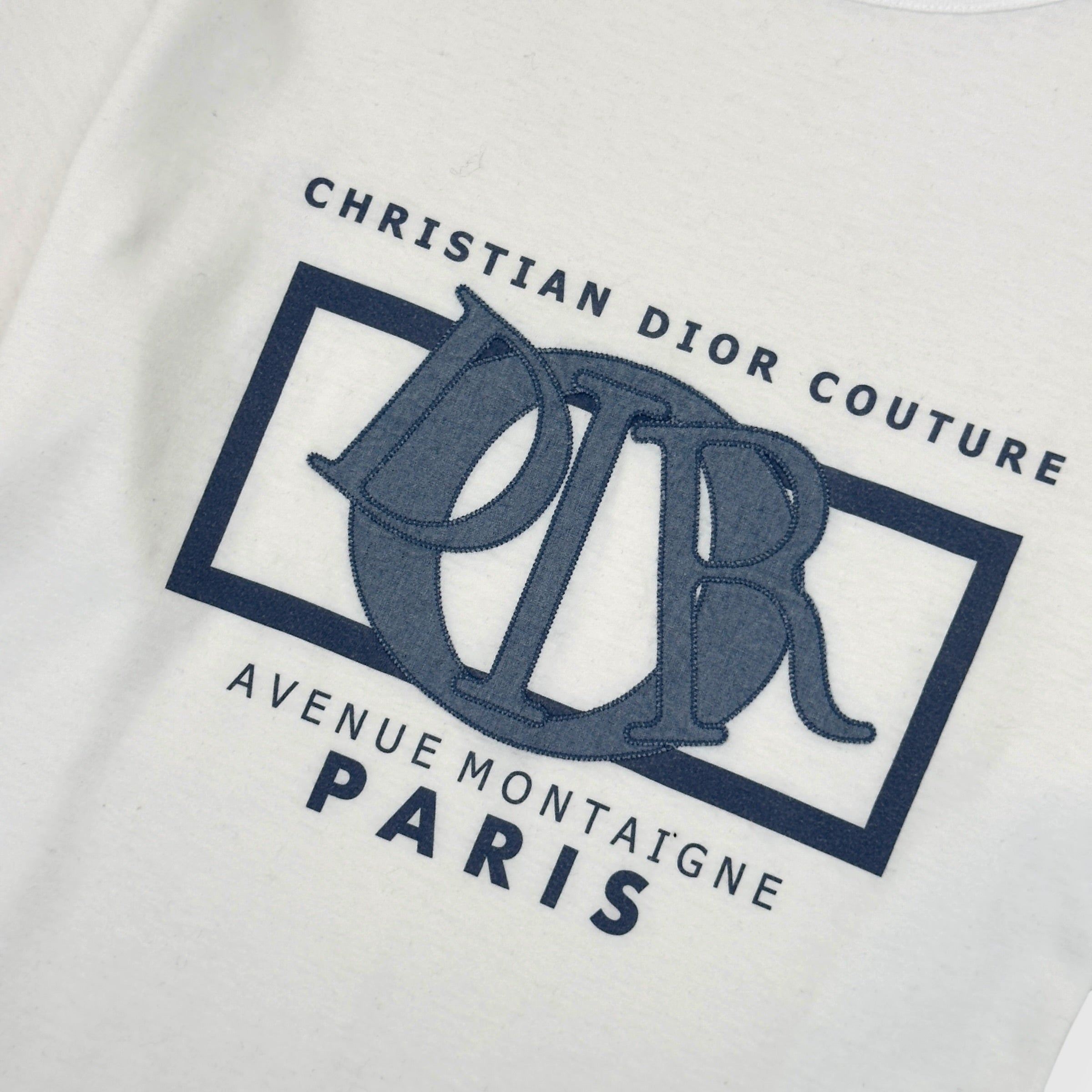 DIOR GRAPHIC PRINT COTTON T-SHIRT WHITE / BLUE L