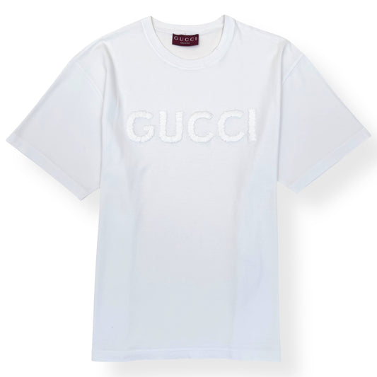 GUCCI EMBROIDERED LOGO COTTON T-SHIRT WHITE XL