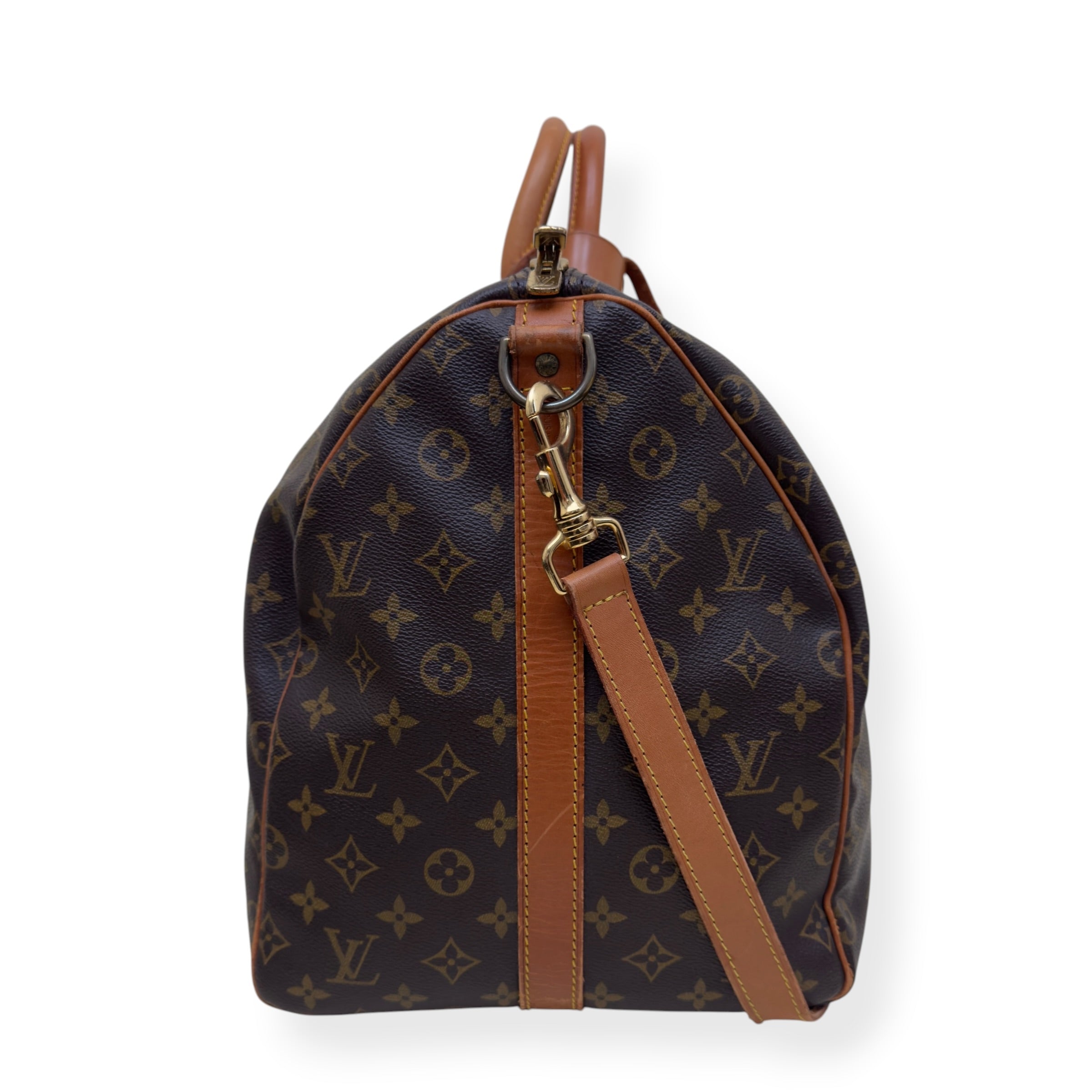 LOUIS VUITTON MONOGRAM CANVAS  KEEPALL BANDOULIERE BROWN 55