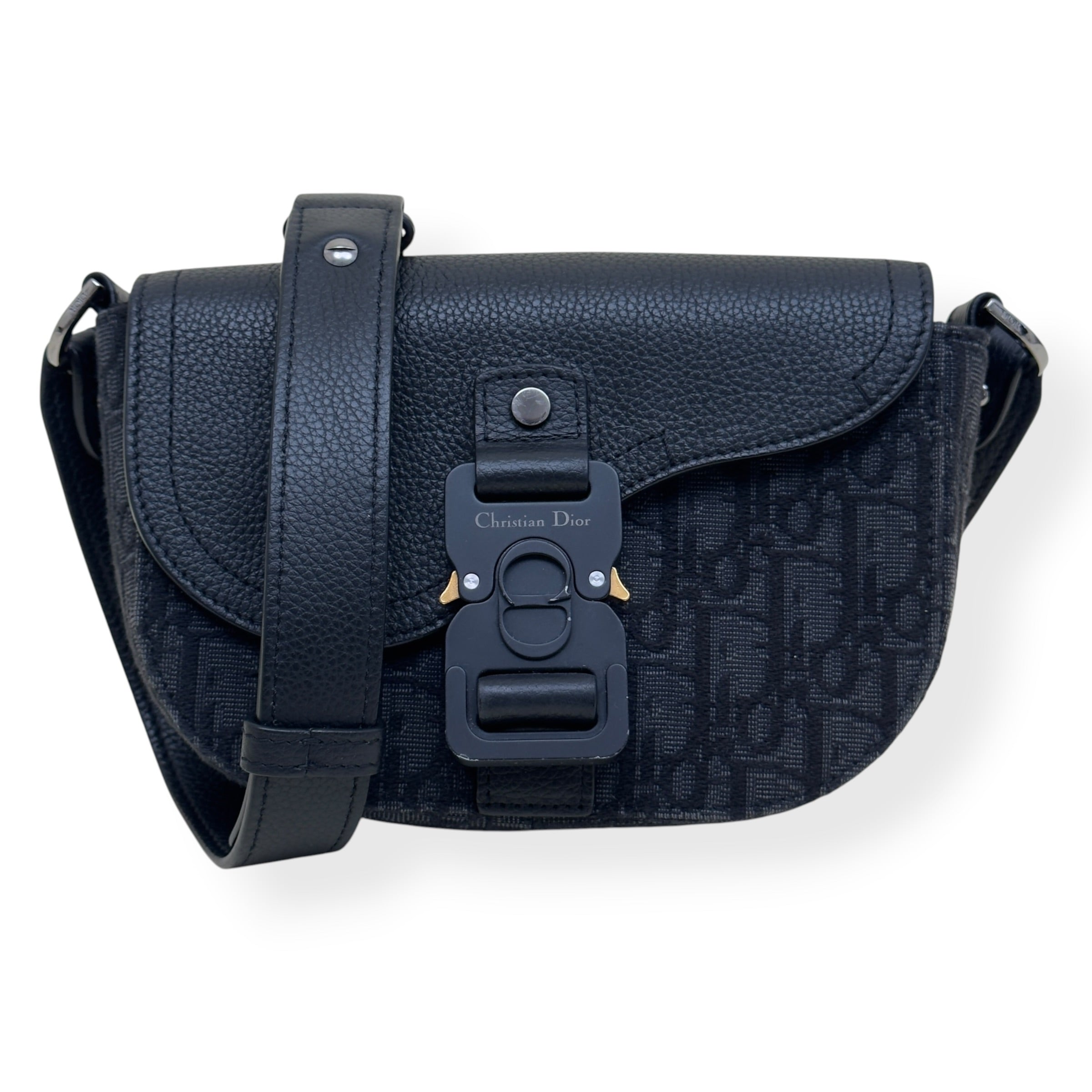 DIOR SADDLE OBLIQUE JACQUARD MESSENGER BAG BLACK MINI