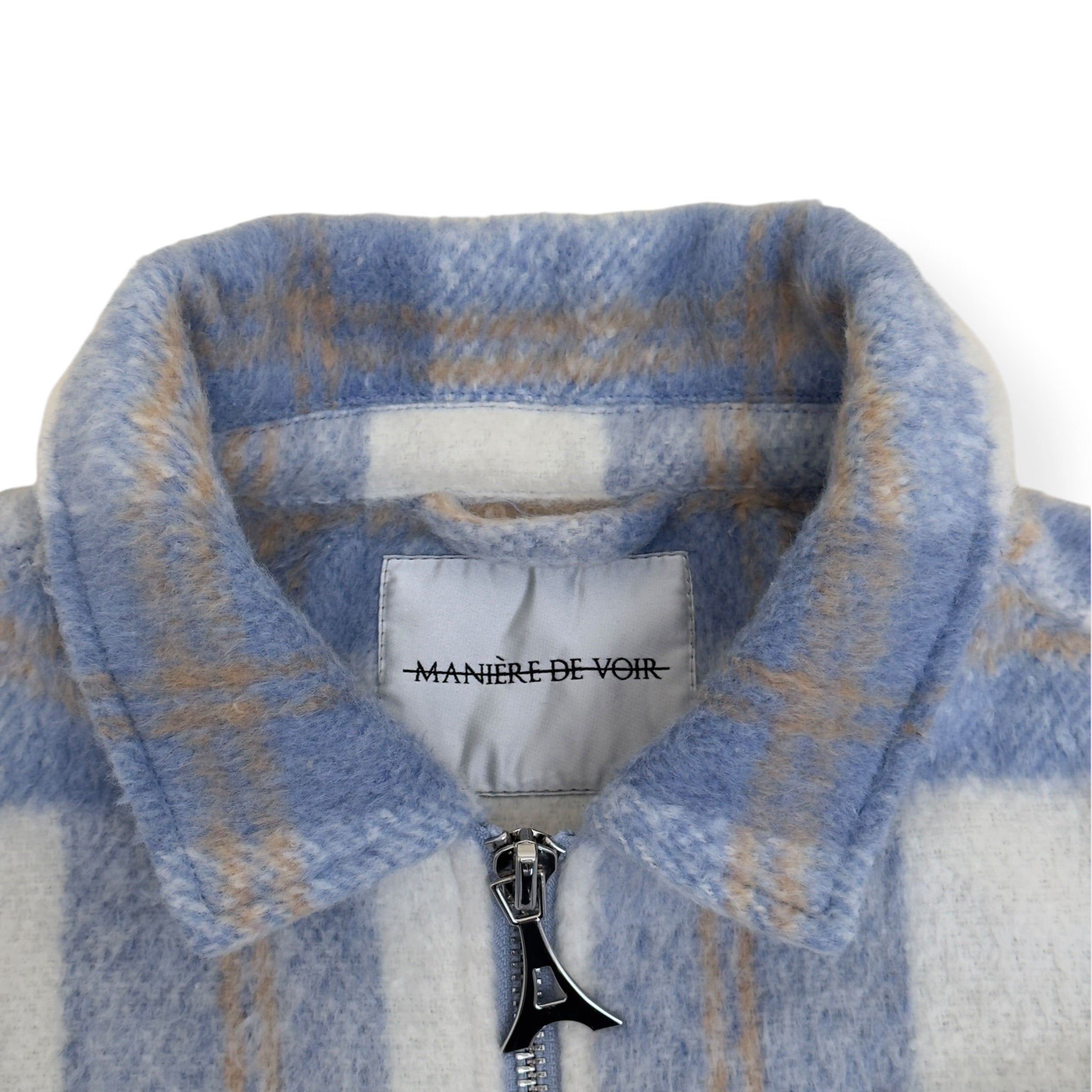 MANIERE DE VOIR CHECK WOOL BLEND JACKET BLUE / GREY M