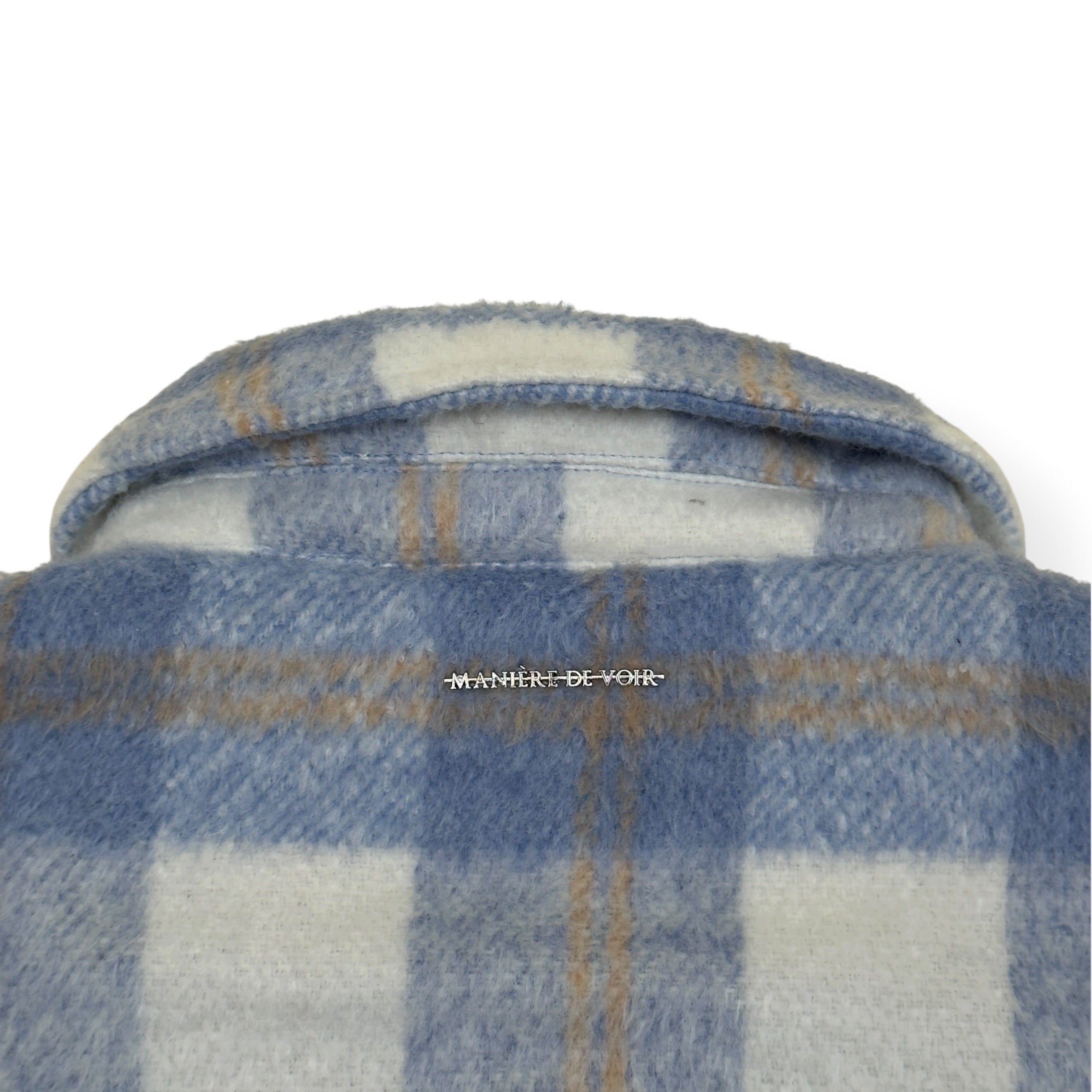MANIERE DE VOIR CHECK WOOL BLEND JACKET BLUE / GREY M