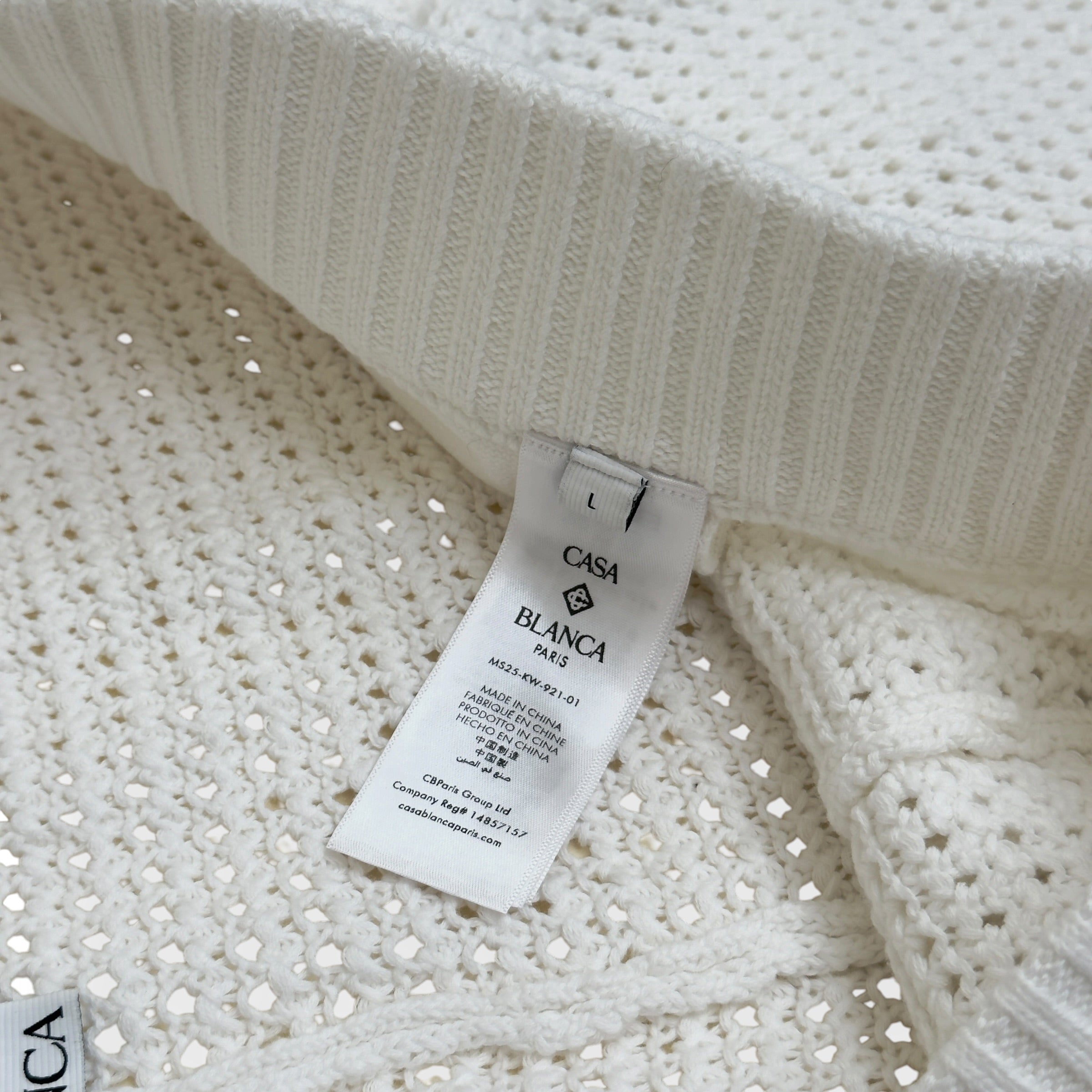CASABLANCA CROCHET KNIT SHORTS WHITE L