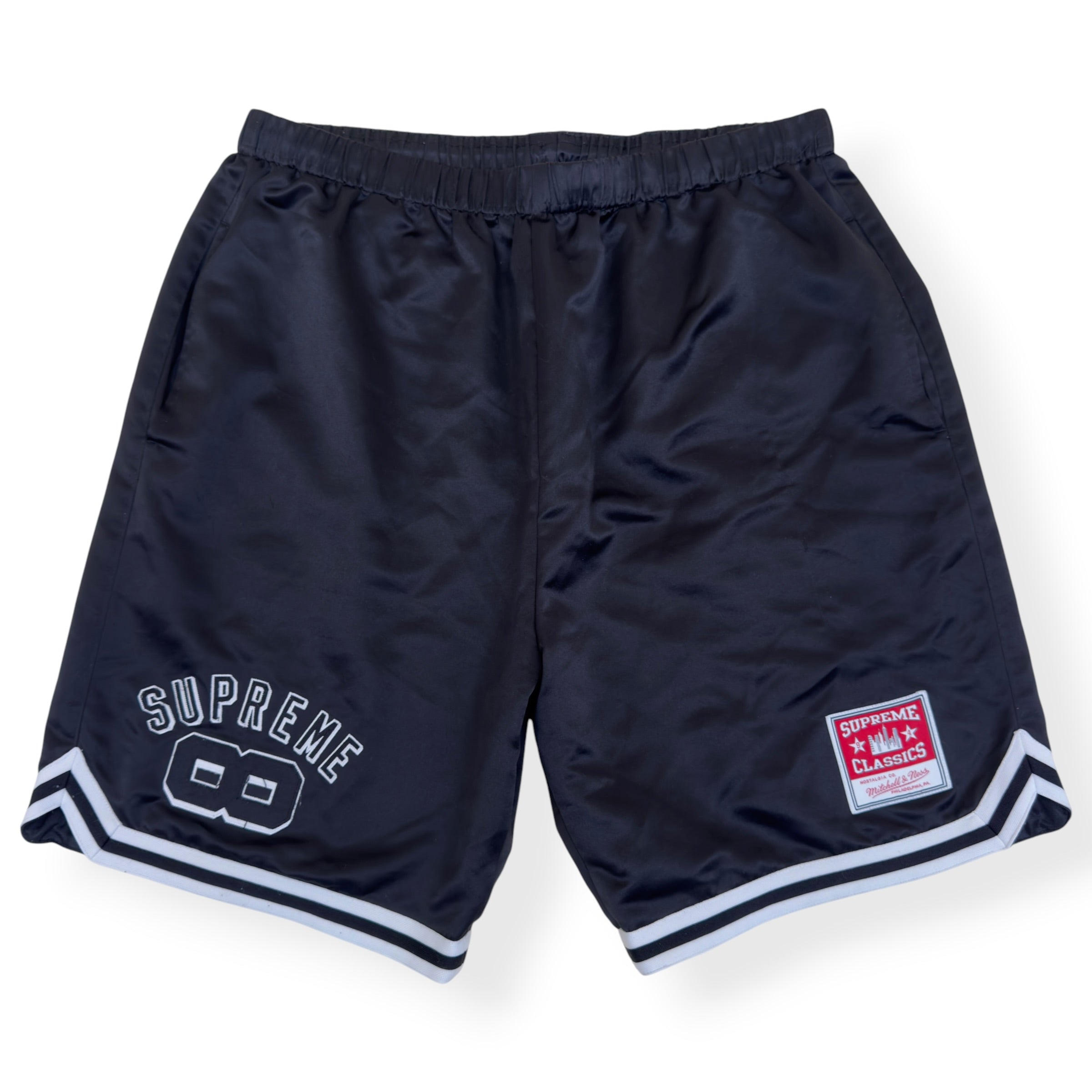 SUPREME MITCHELL & NESS SATIN SHORTS BLACK M