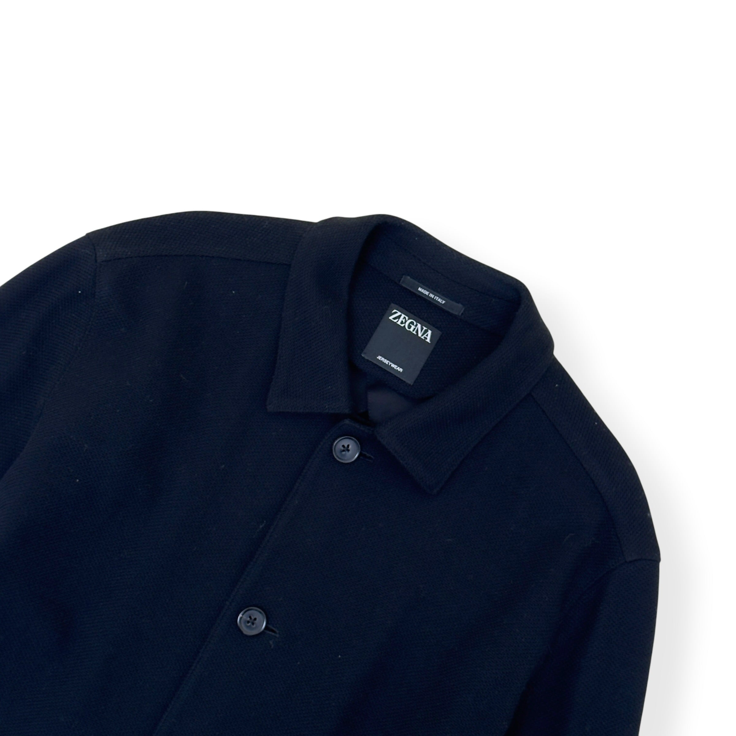 ZEGNA JERSEYWEAR WOOL / COTTON CHORE JACKET BLACK 54 / XL