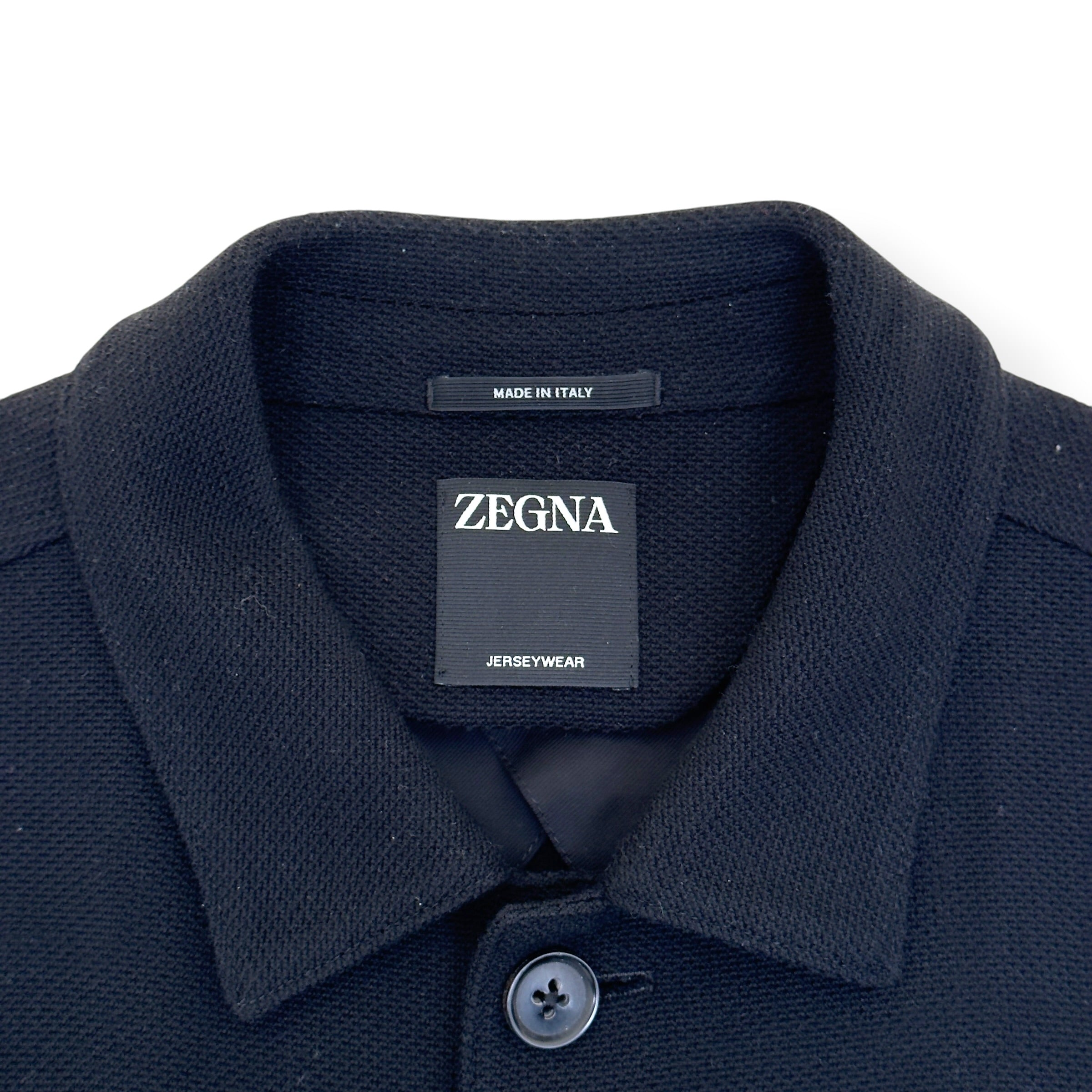 ZEGNA JERSEYWEAR WOOL / COTTON CHORE JACKET BLACK 54 / XL