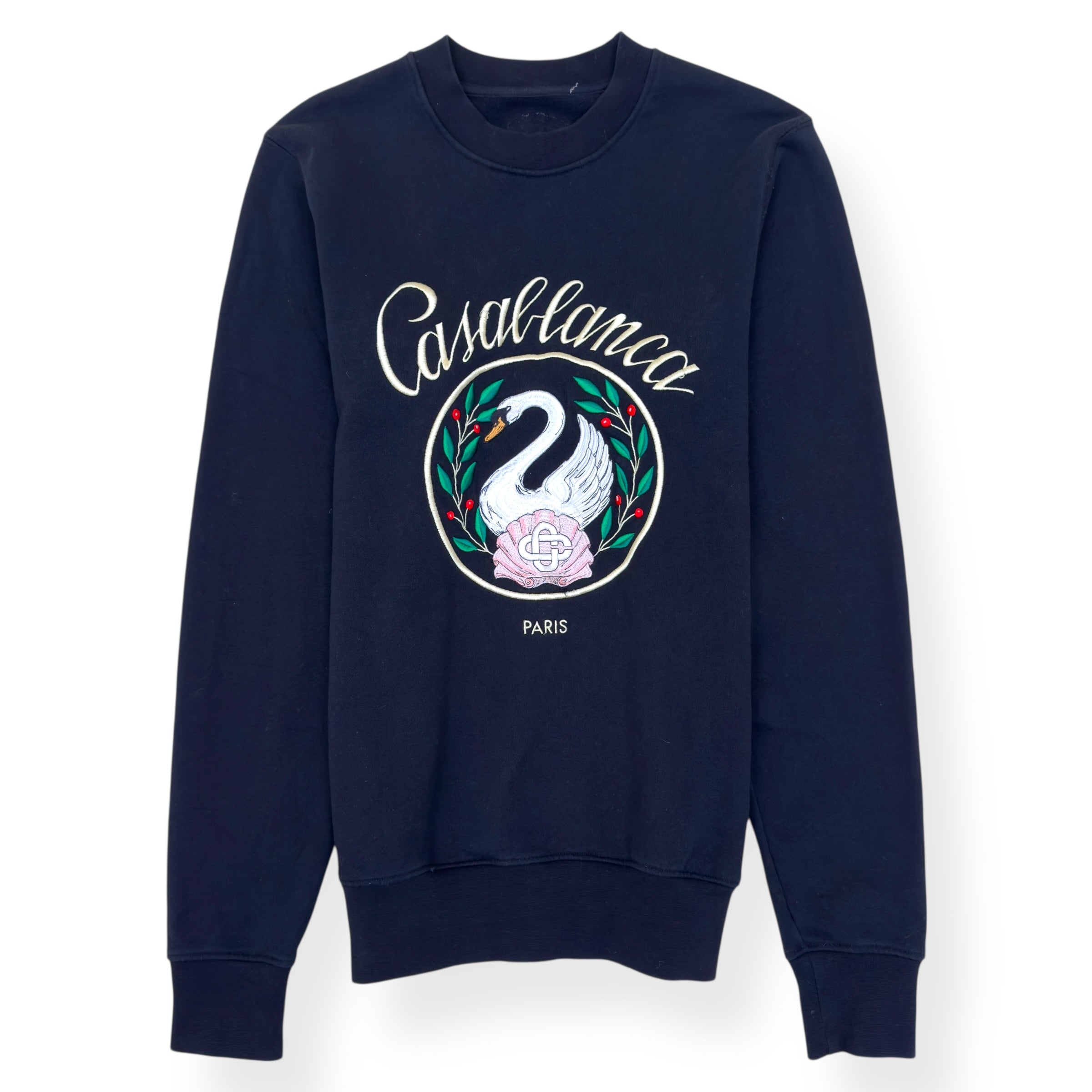 Casablanca Emblem De-Cygne Embroidered Sweatshirt Black - Pre-Loved | Wylist
