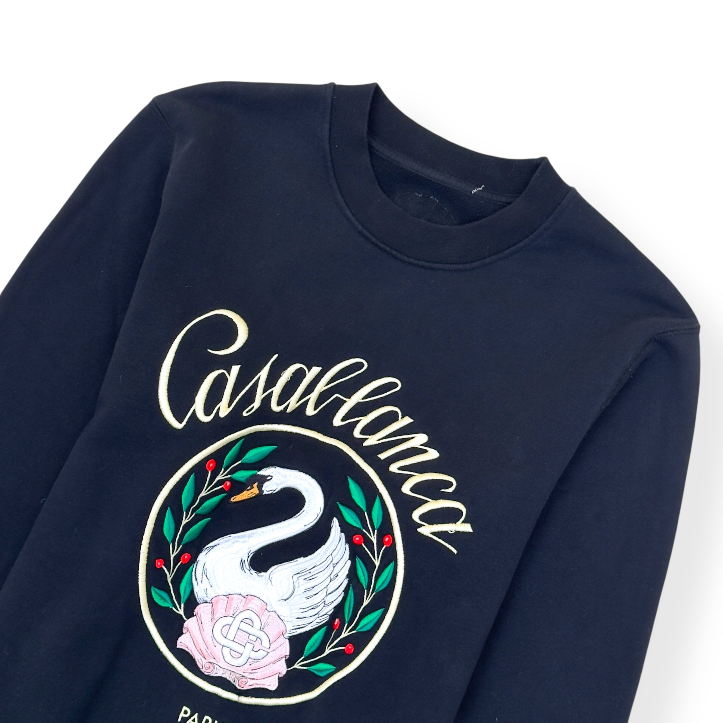 CASABLANCA EMBLEM DE-CYGNE EMBROIDERED SWEATSHIRT BLACK L