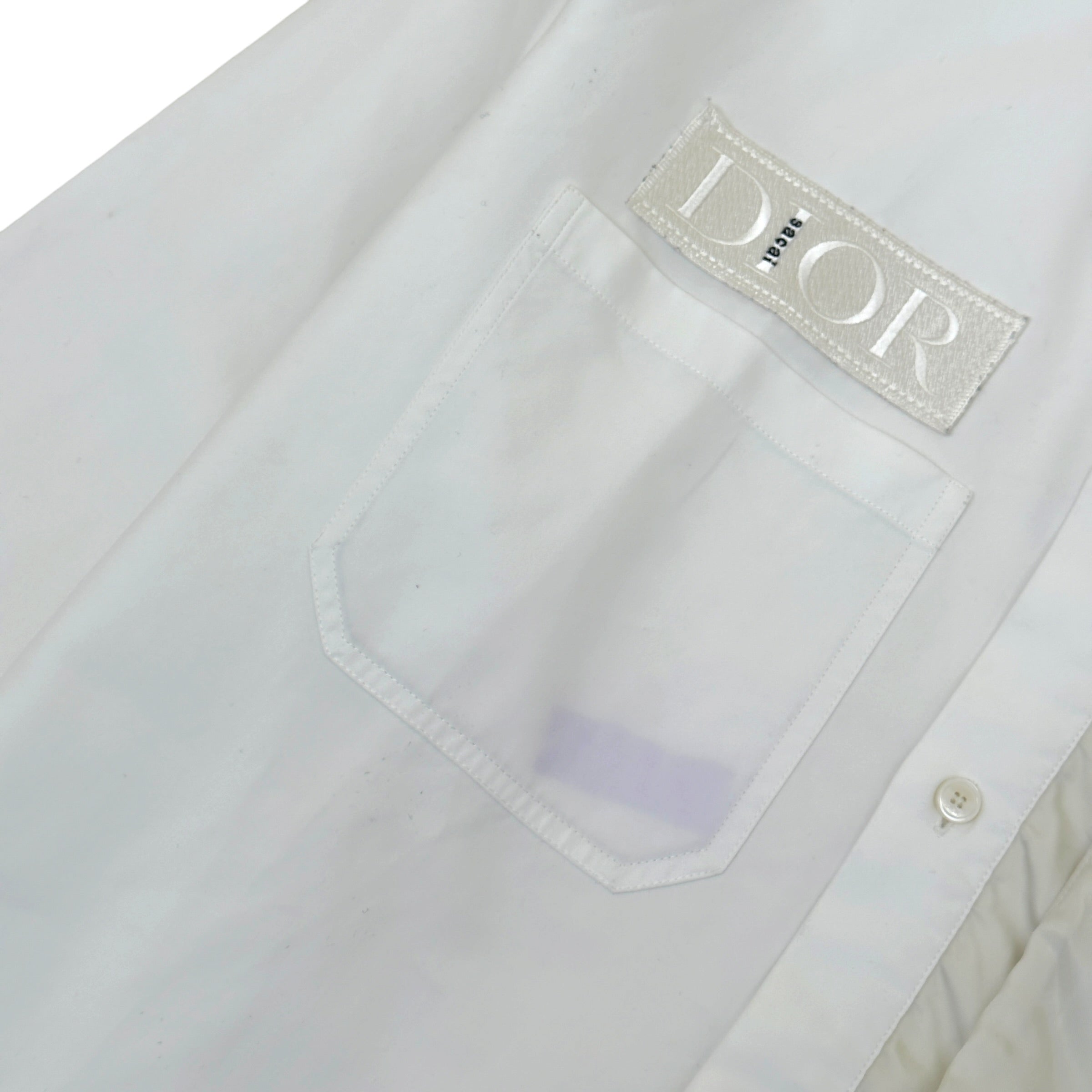 DIOR X SACAI EMBROIDERED LOGO COTTON OVERSHIRT WHITE 43 / XL