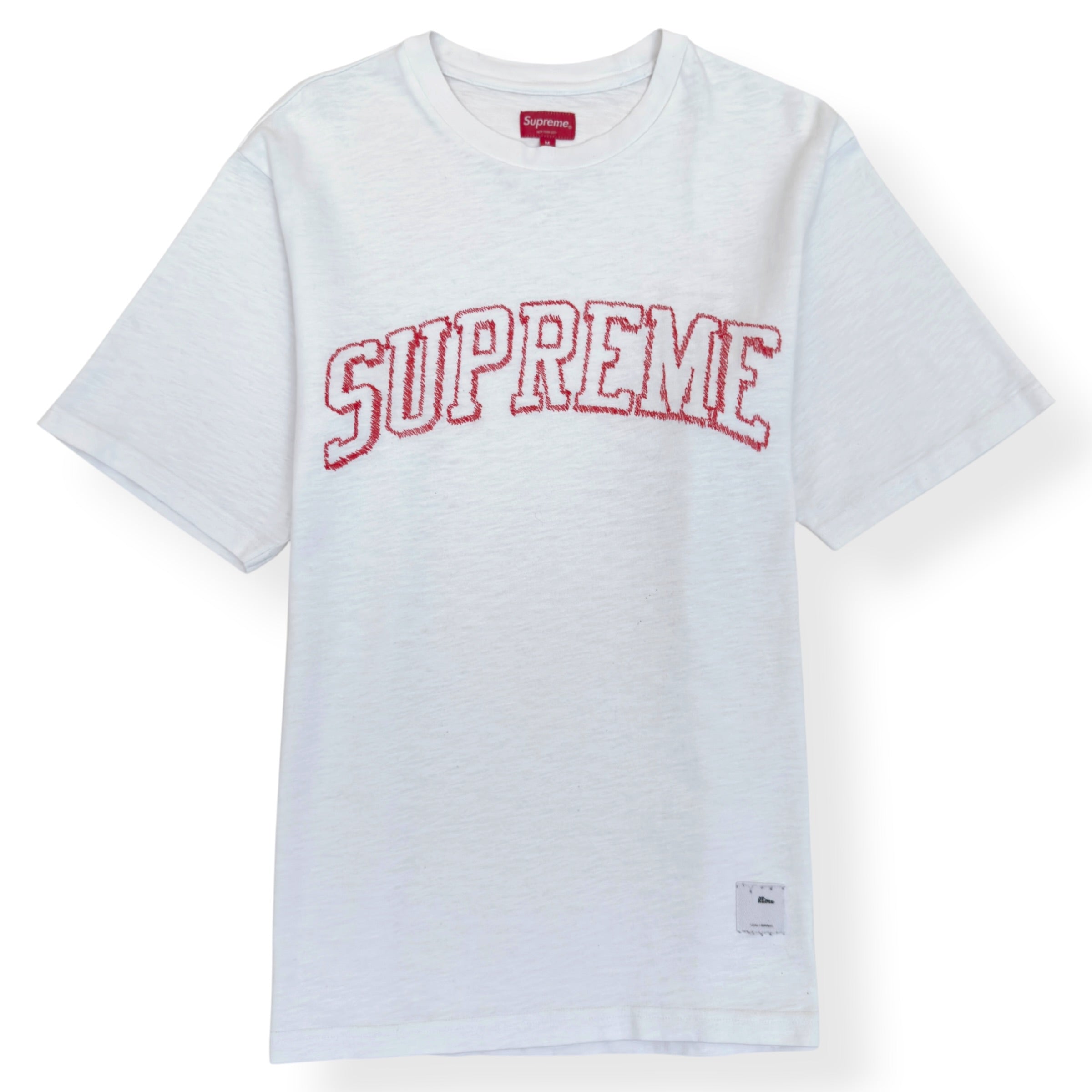 SUPREME SKETCHED ARC LOGO T-SHIRT WHITE / RED M
