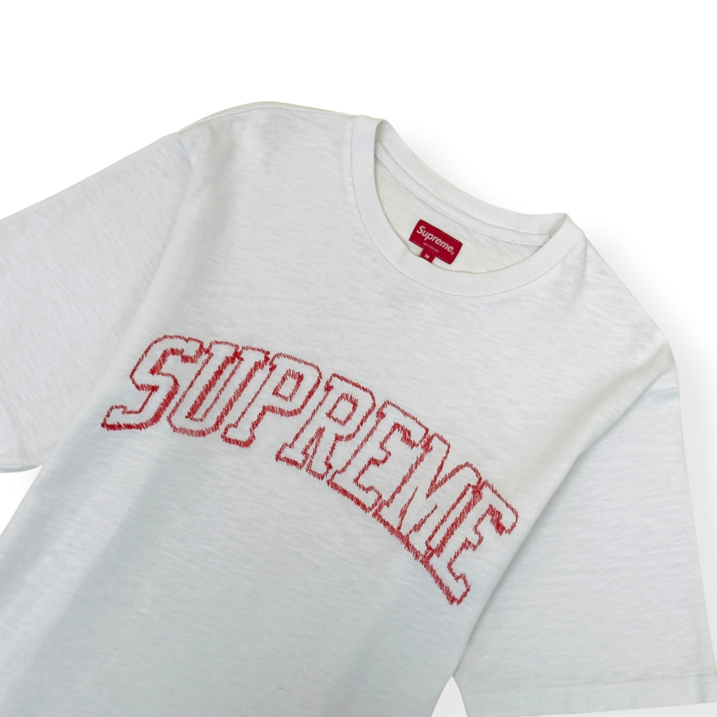 SUPREME SKETCHED ARC LOGO T-SHIRT WHITE / RED M