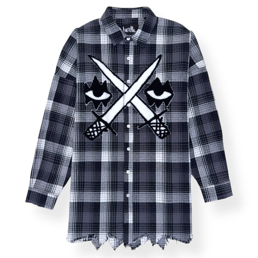 HACULLA ‘FIGHTER EYEZ’ FLANNEL SHIRT BLACK L