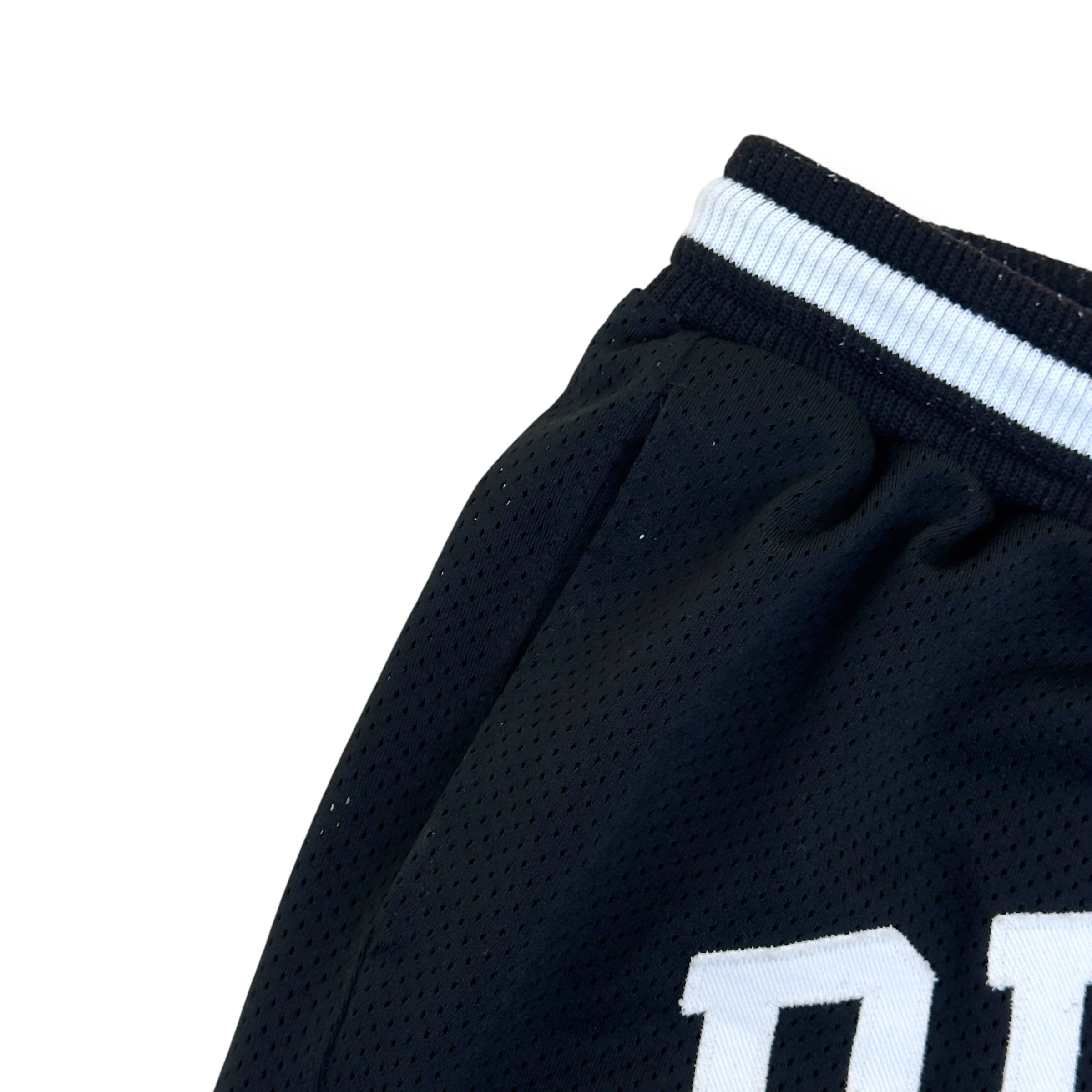 RHUDE ARCH LOGO MESH BASKETBALL SHORTS BLACK L