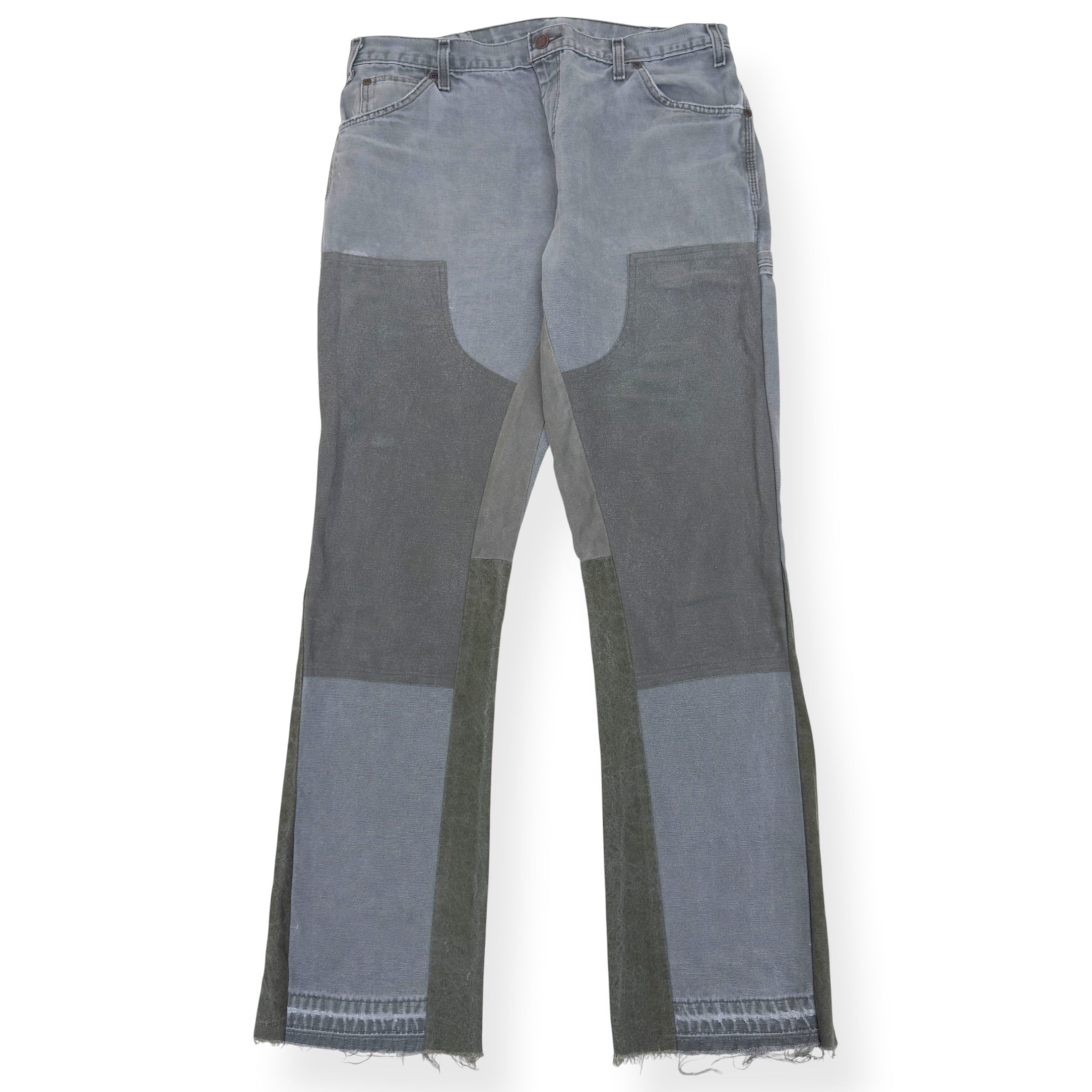 JEANIUS BAR ATELIER PATCHWORK FLARE JEANS GREY / GREEN W34 / M