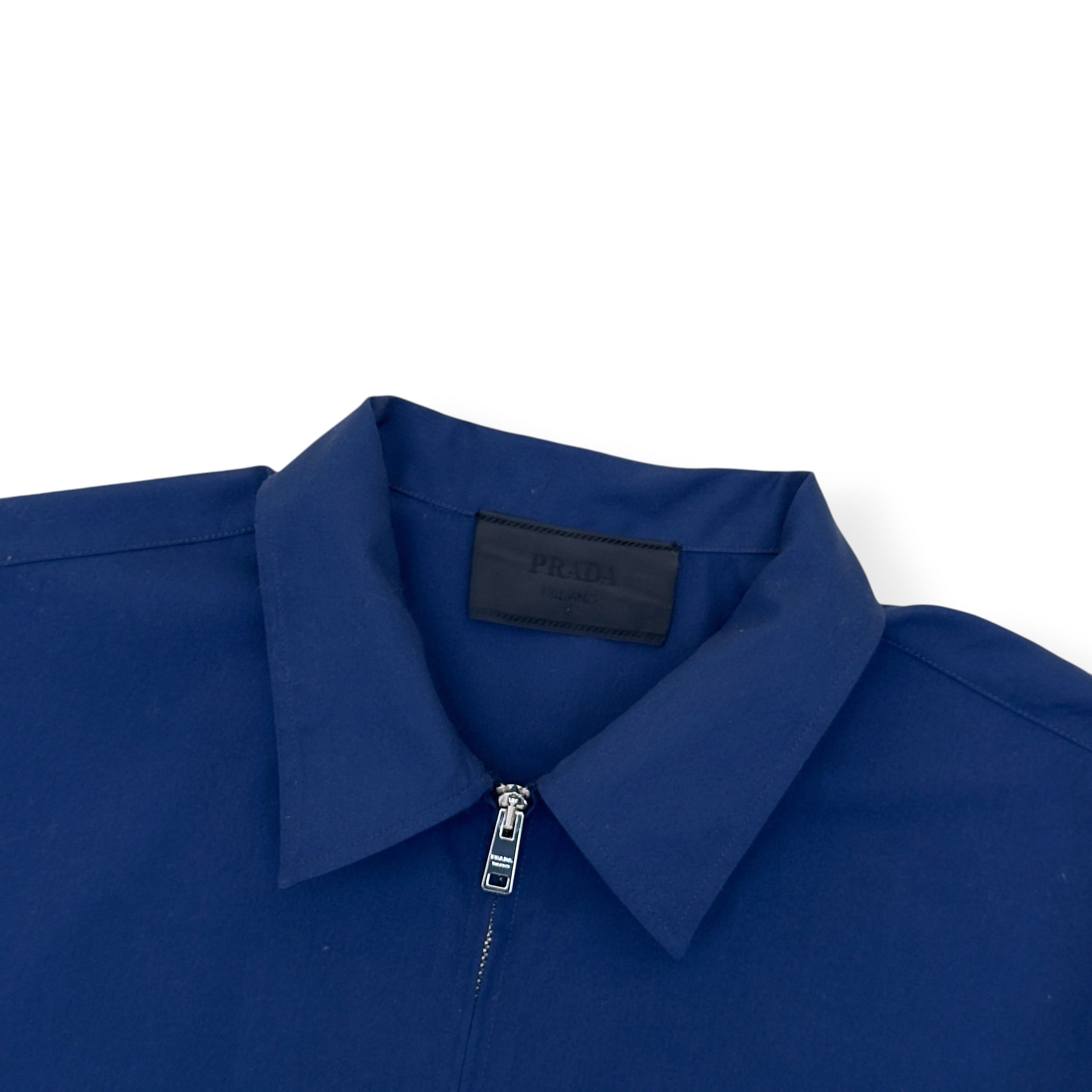 PRADA LOGO ZIP-UP JACKET NAVY / WHITE XL