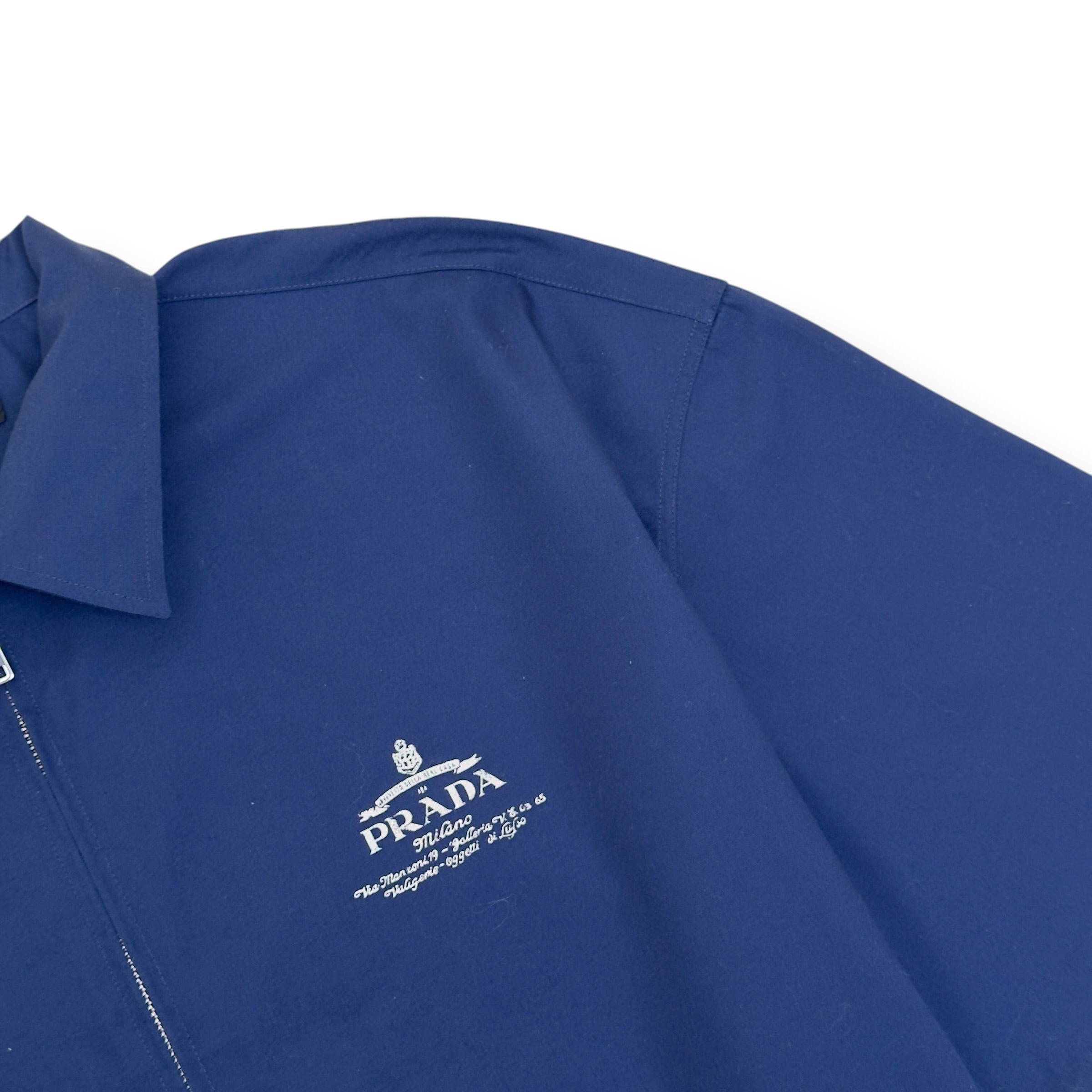PRADA LOGO ZIP-UP JACKET NAVY / WHITE XL