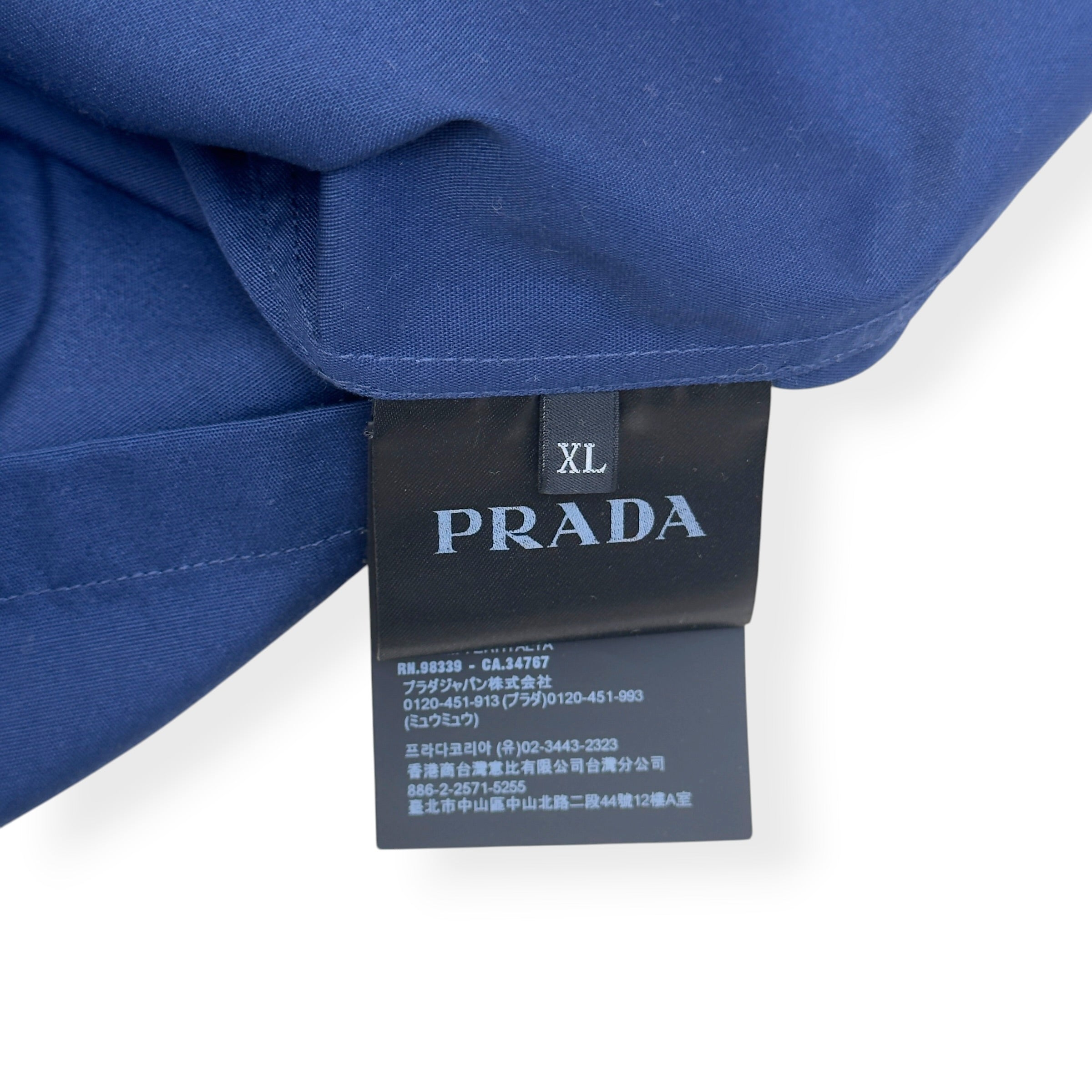 PRADA LOGO ZIP-UP JACKET NAVY / WHITE XL