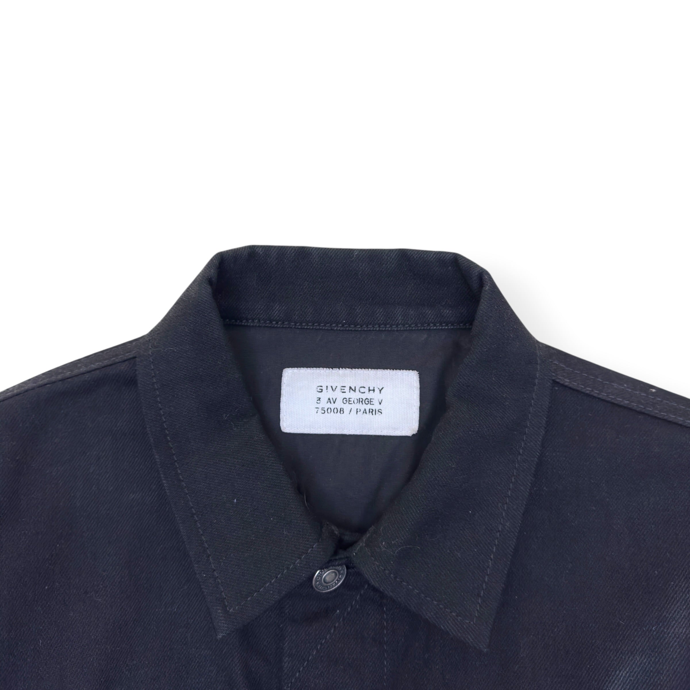 GIVENCHY EMBROIDERED LOGO DENIM JACKET BLACK M