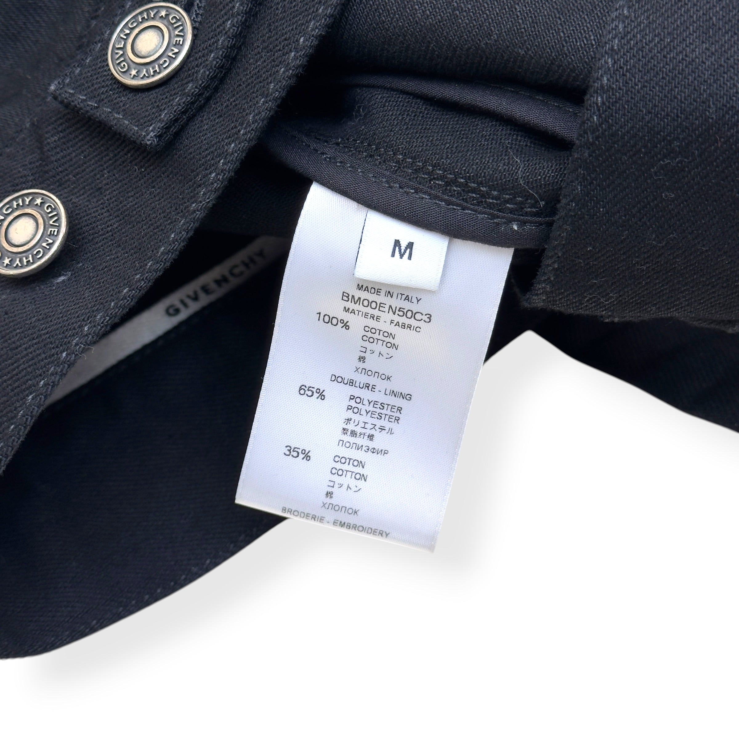GIVENCHY EMBROIDERED LOGO DENIM JACKET BLACK M