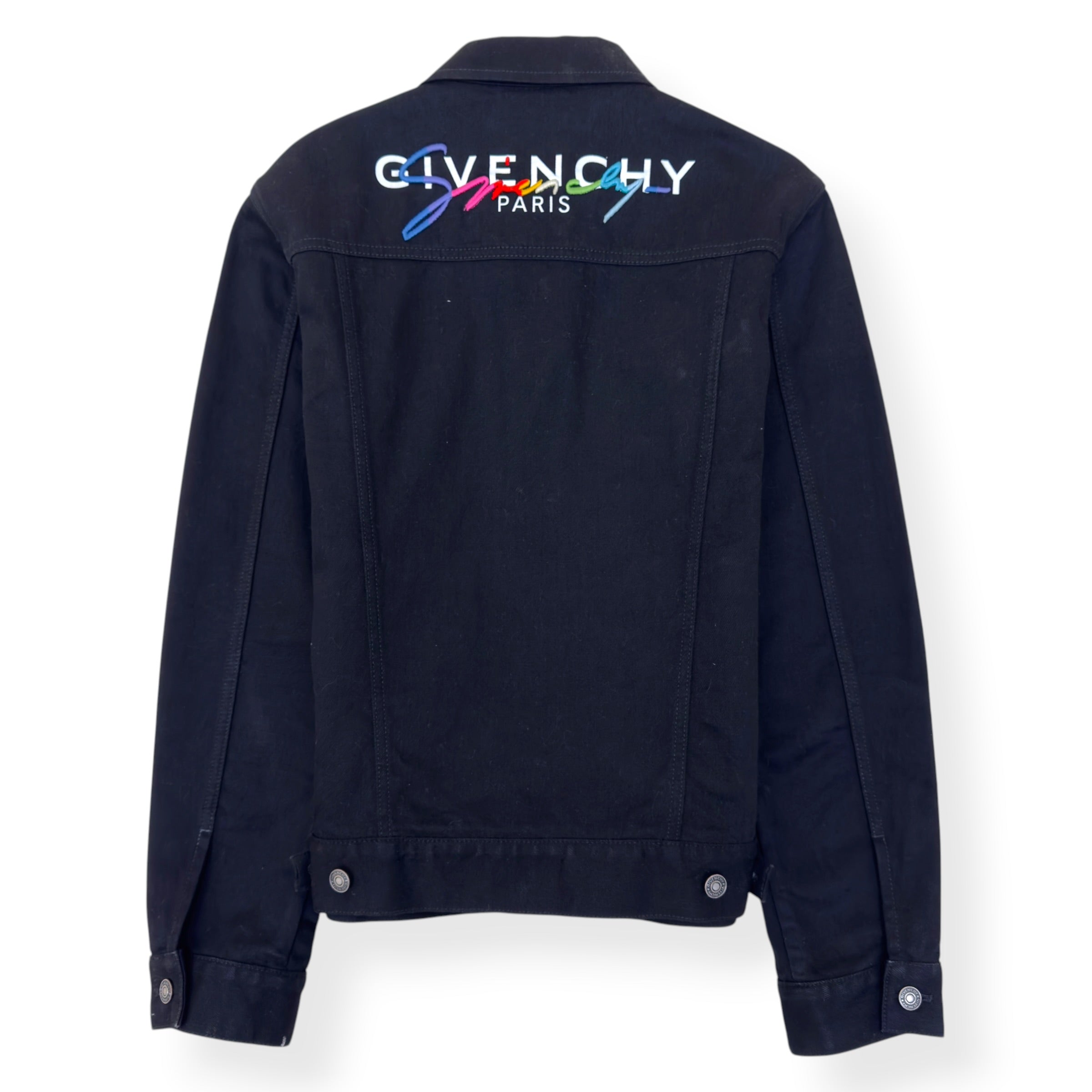 GIVENCHY EMBROIDERED LOGO DENIM JACKET BLACK M
