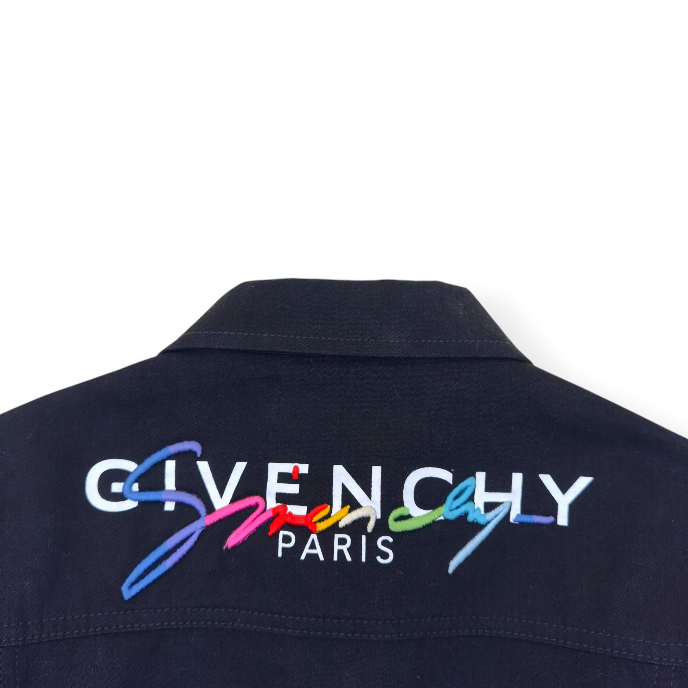 GIVENCHY EMBROIDERED LOGO DENIM JACKET BLACK M