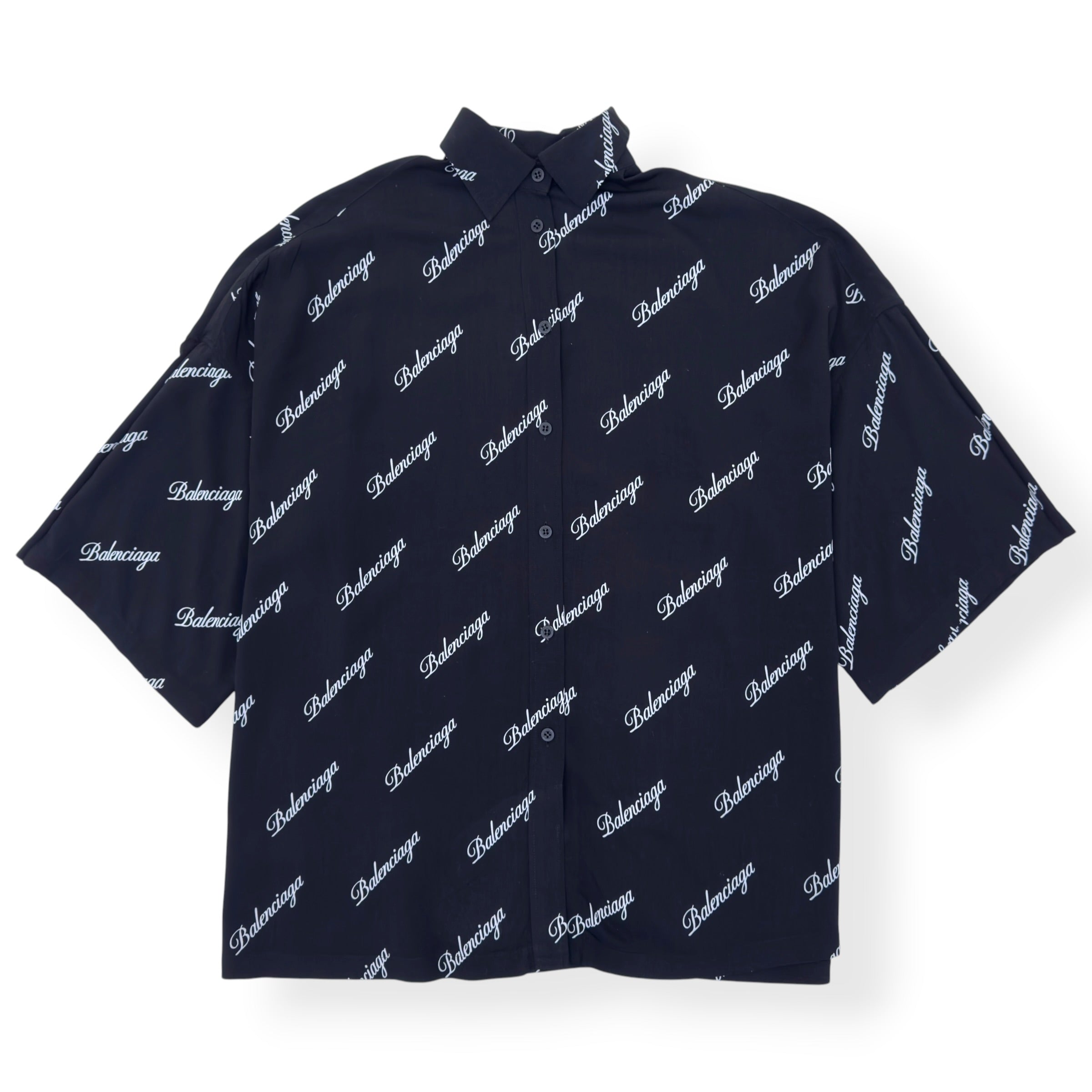 BALENCIAGA MONOGRAM PRINT OVERSIZED SHIRT BLACK / WHITE 34 / XS