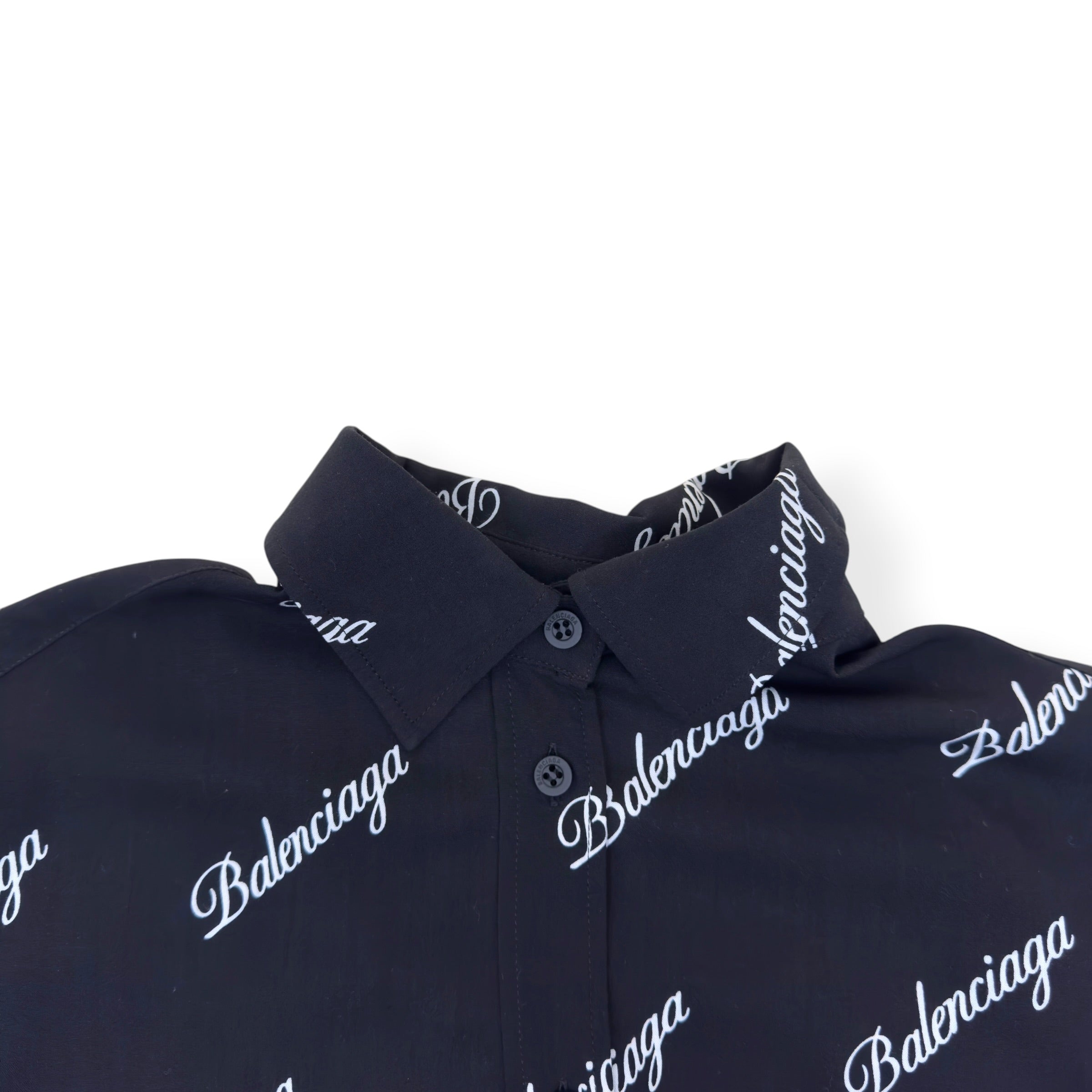 BALENCIAGA MONOGRAM PRINT OVERSIZED SHIRT BLACK / WHITE 34 / XS