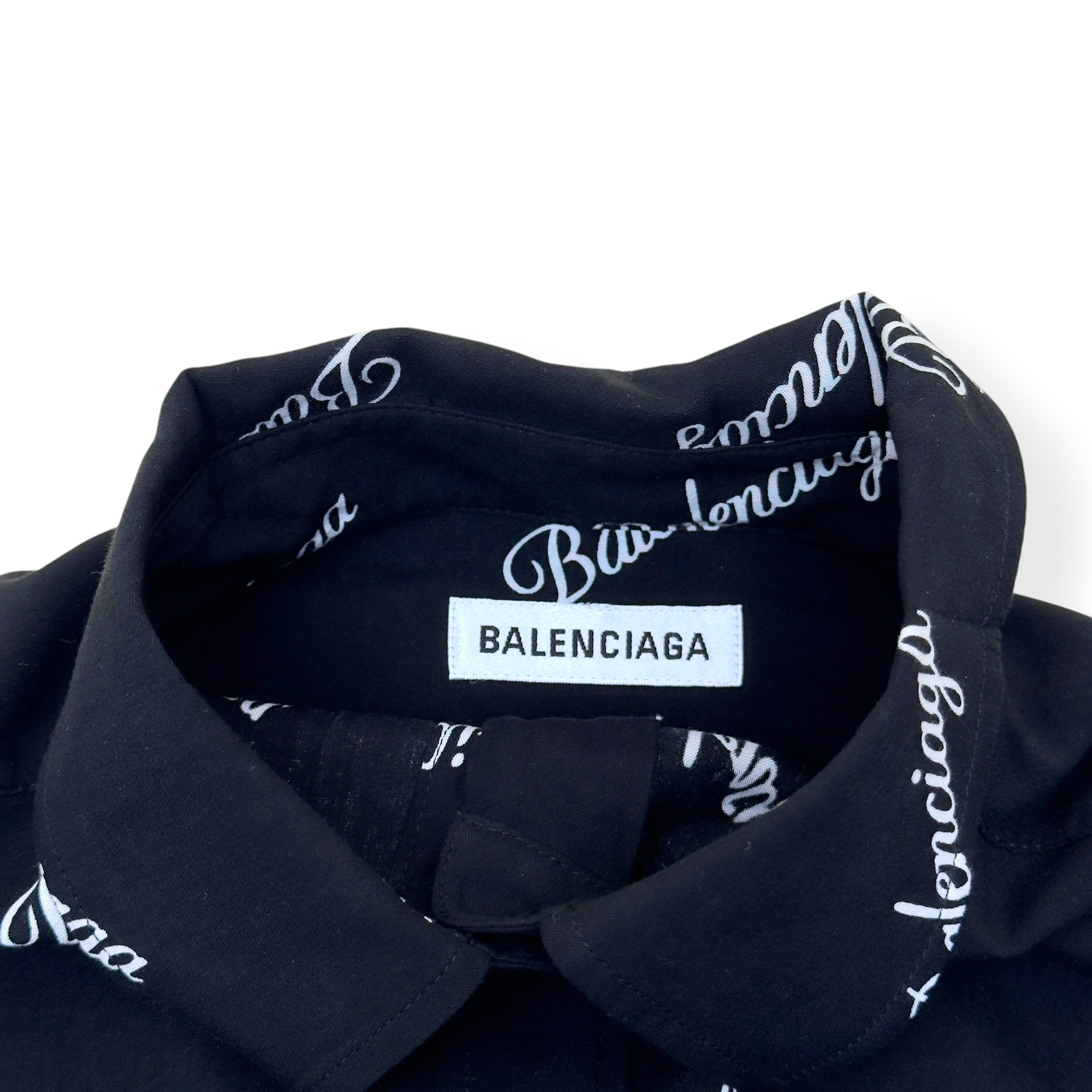 BALENCIAGA MONOGRAM PRINT OVERSIZED SHIRT BLACK / WHITE 34 / XS