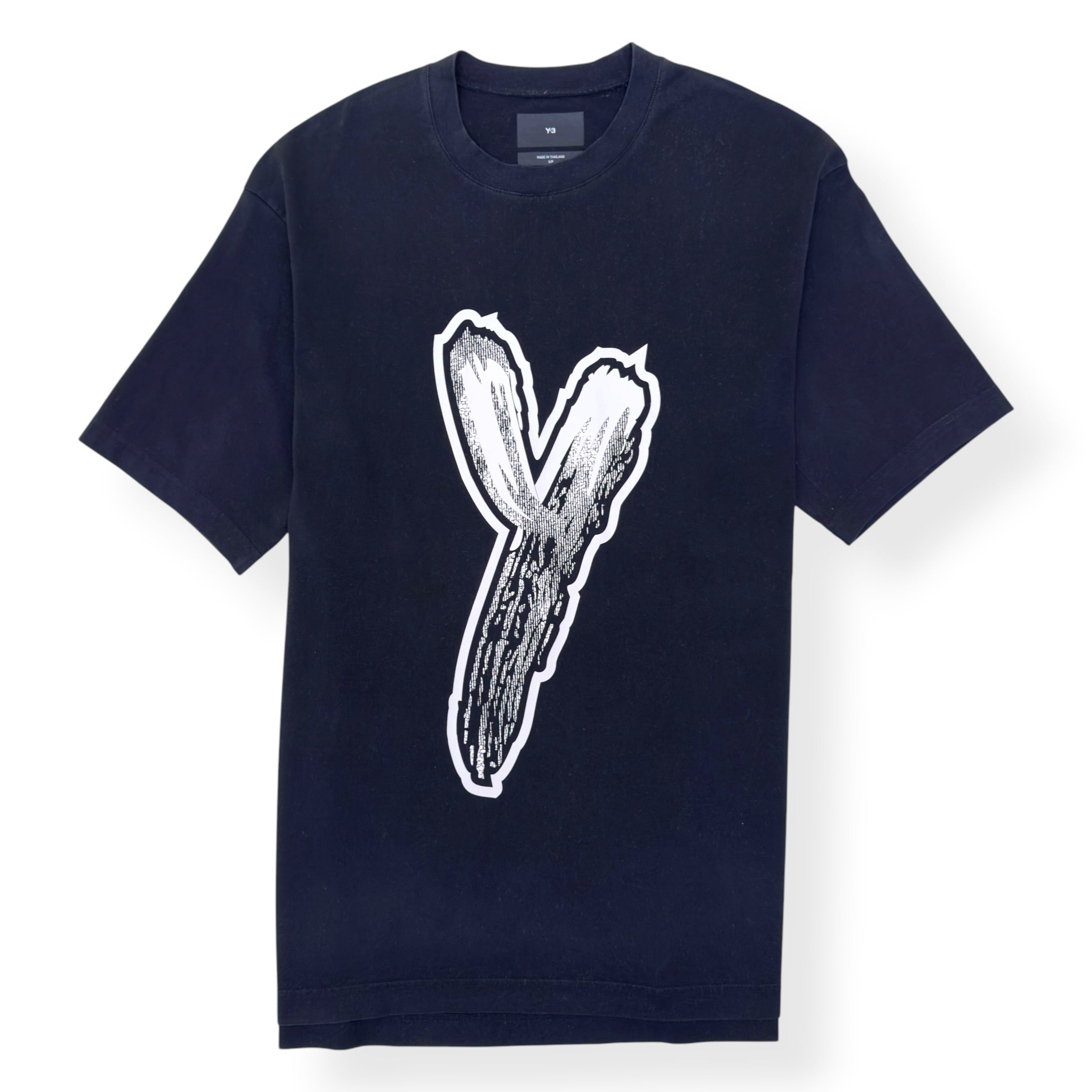 Y-3 OVERSIZED BRUSHSTROKE GRAPHIC T-SHIRT BLACK / WHITE S