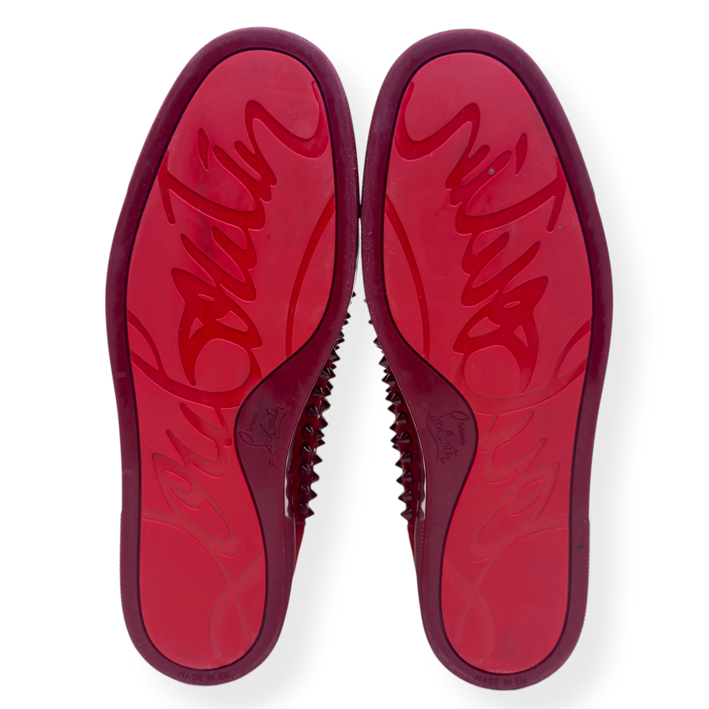 CHRISTIAN LOUBOUTIN LOUIS SPIKE SUEDE HIGH TOP SNEAKER RED 41.5 / UK7.5