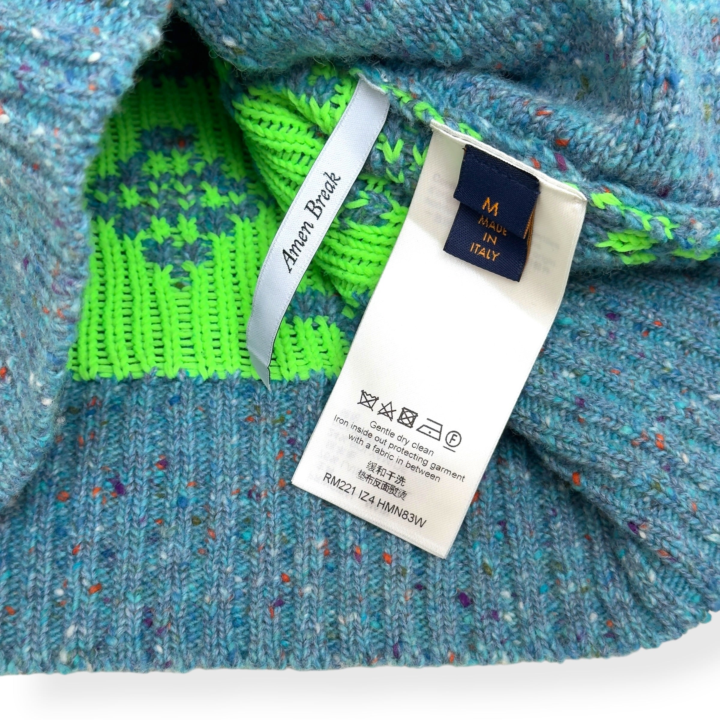 LOUIS VUITTON SS22 SIGNATURE MONOGRAM KNIT CARDIGAN GREEN / TURQUOISE M