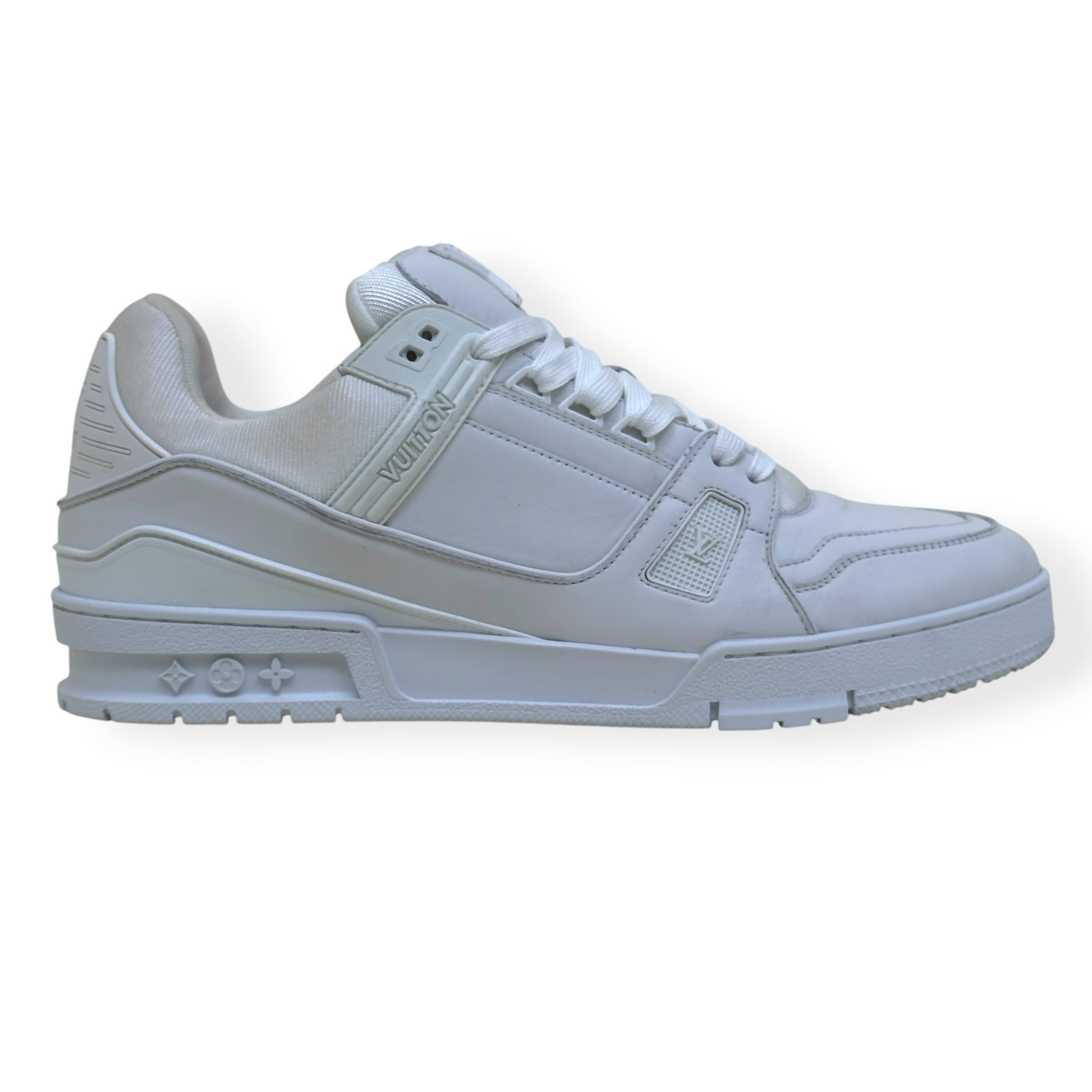 LOUIS VUITTON LEATHER LV TRAINER SNEAKER LUXURY WHITE UK10