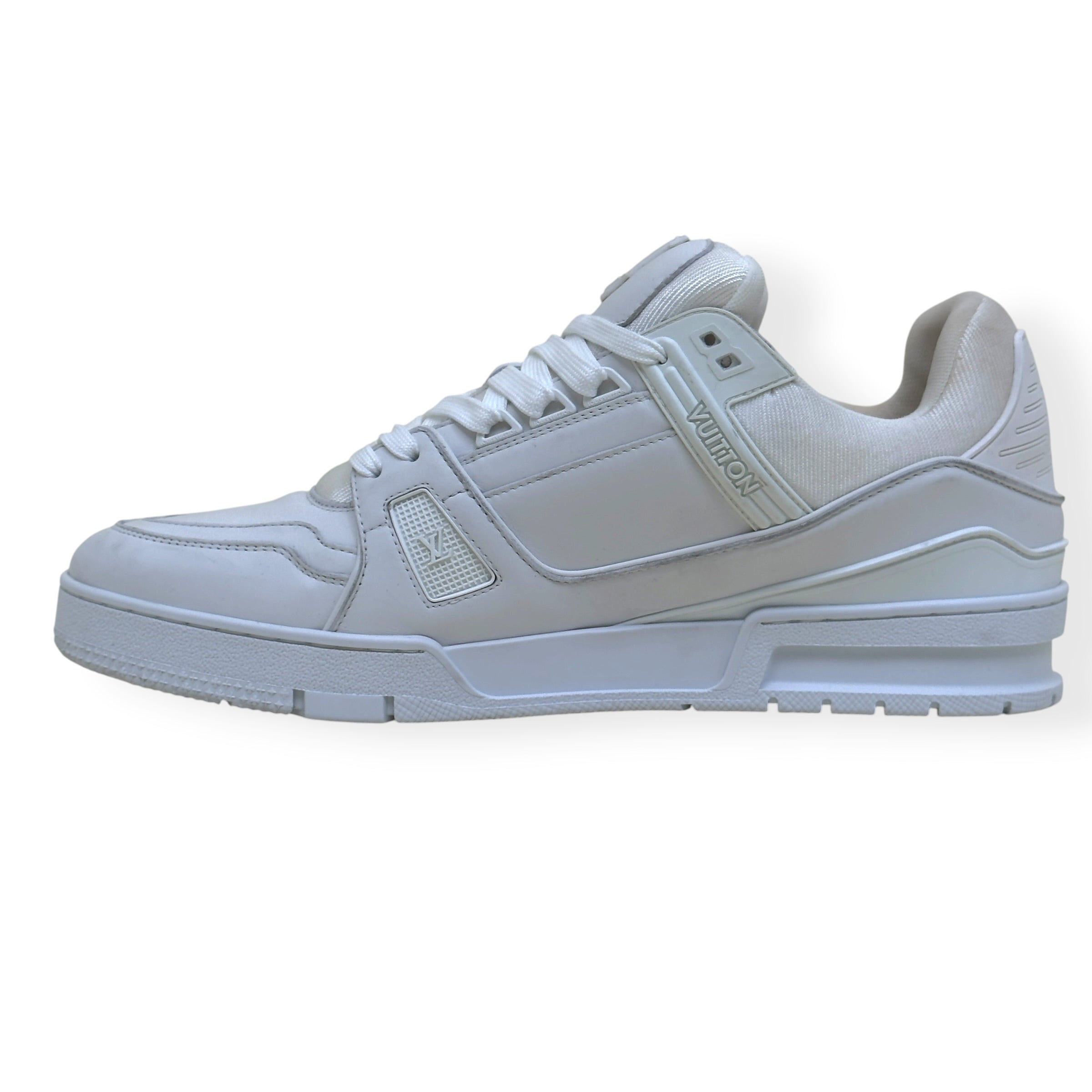 LOUIS VUITTON LEATHER LV TRAINER SNEAKER LUXURY WHITE UK10