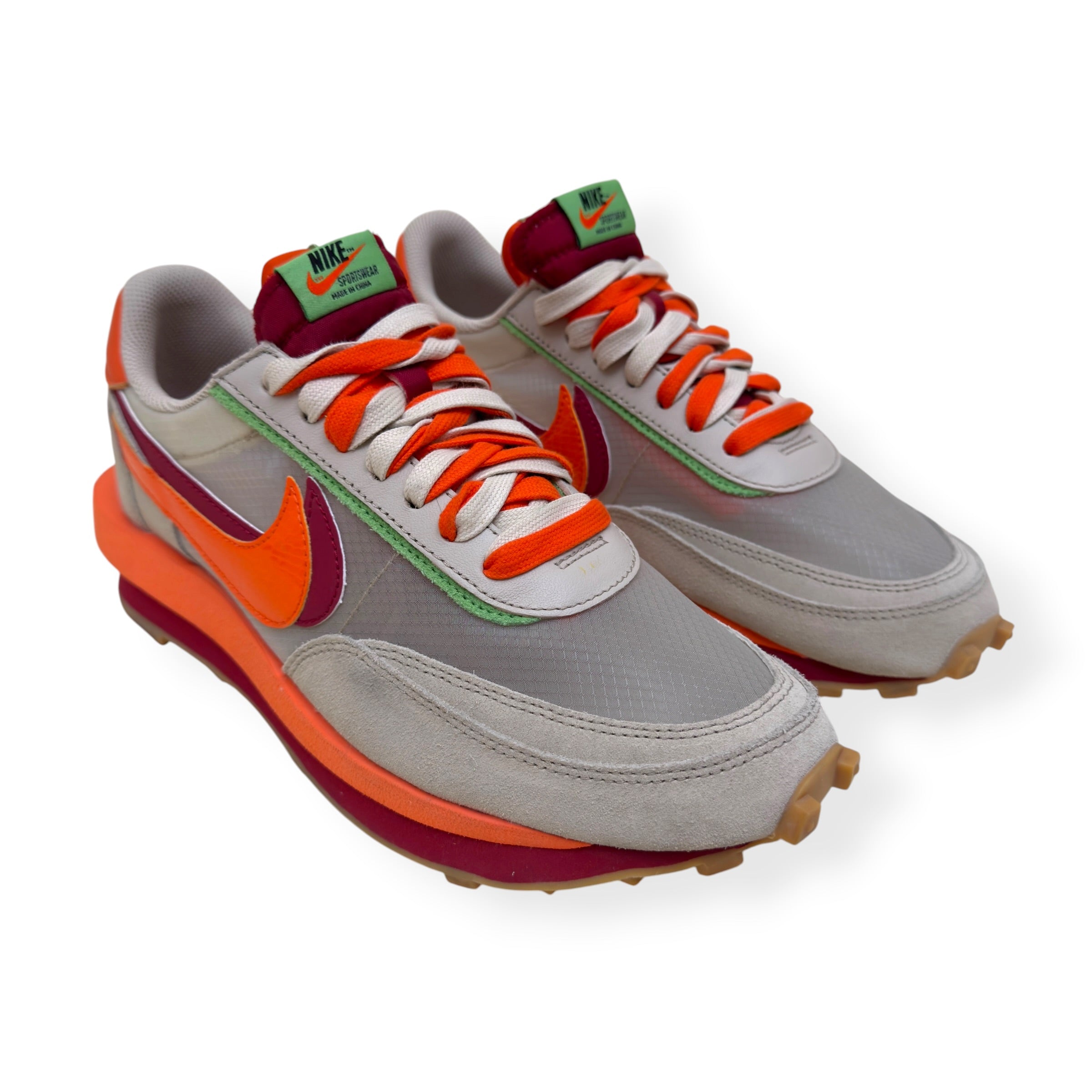 NIKE X SACAI X CLOT LDWAFFLE SNEAKER NET ORANGE BLAZE UK8