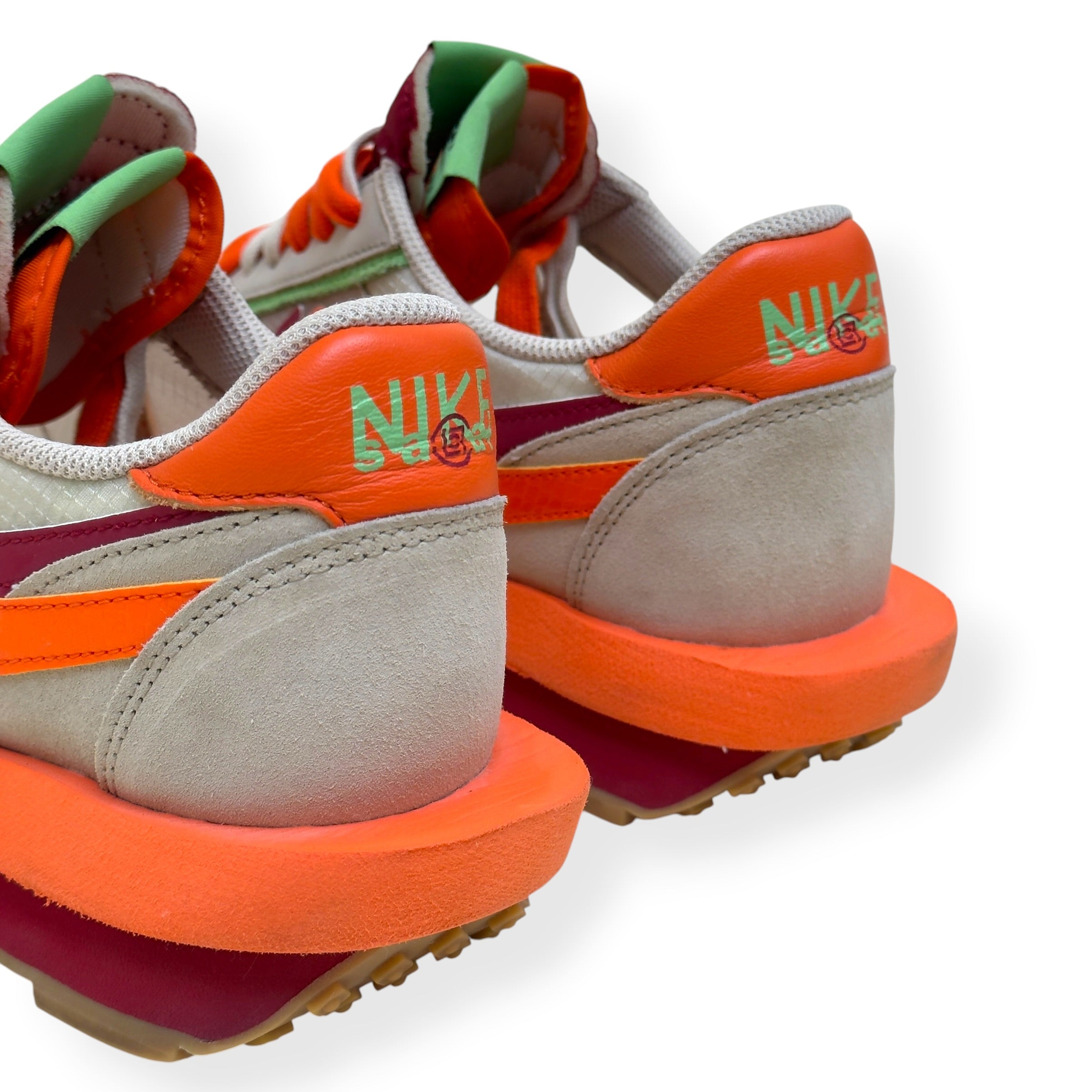 NIKE X SACAI X CLOT LDWAFFLE SNEAKER NET ORANGE BLAZE UK8