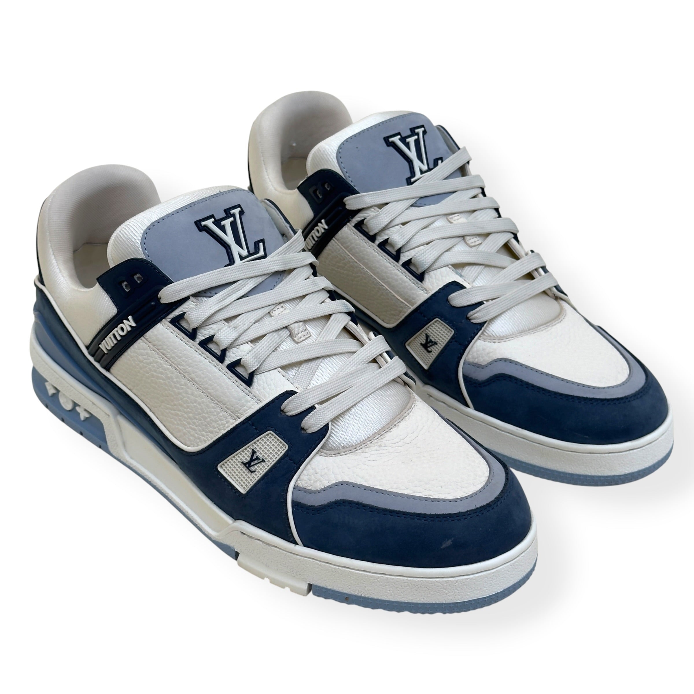 LOUIS VUITTON LV TRAINER SNEAKER NAVY BLUE / WHITE UK10