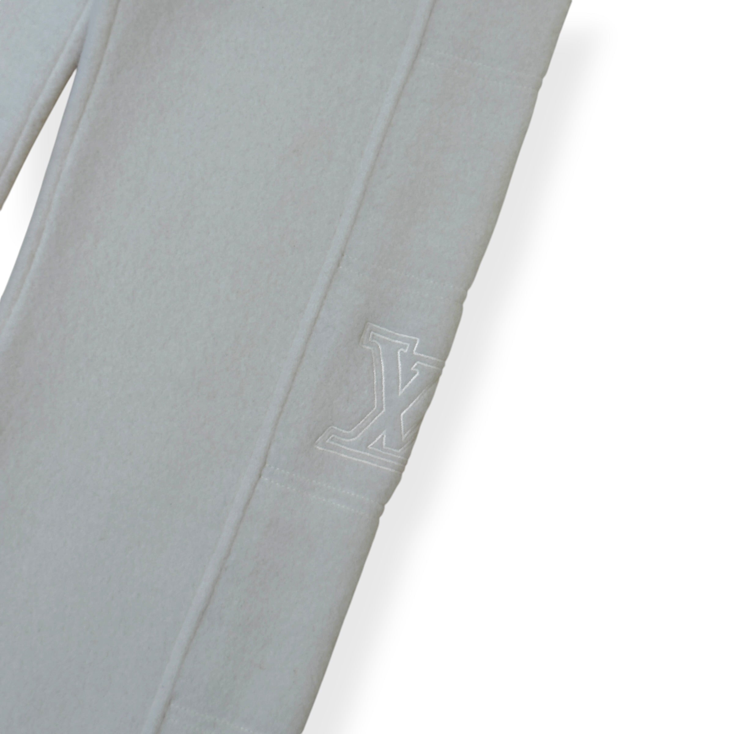 LOUIS VUITTON QUILTED TEXTURED WOOL TROUSERS LUXURY WHITE XL