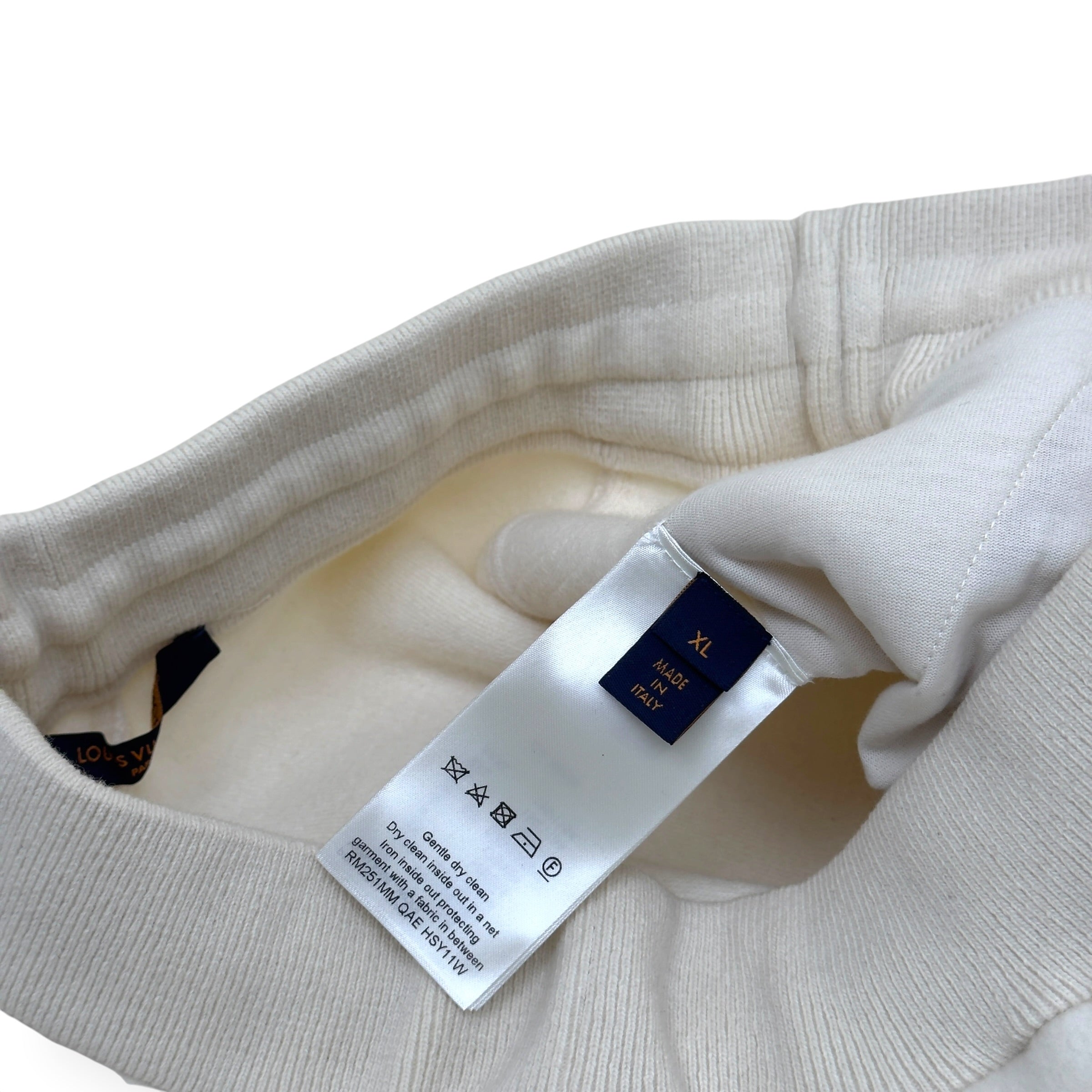 LOUIS VUITTON QUILTED TEXTURED WOOL TROUSERS LUXURY WHITE XL