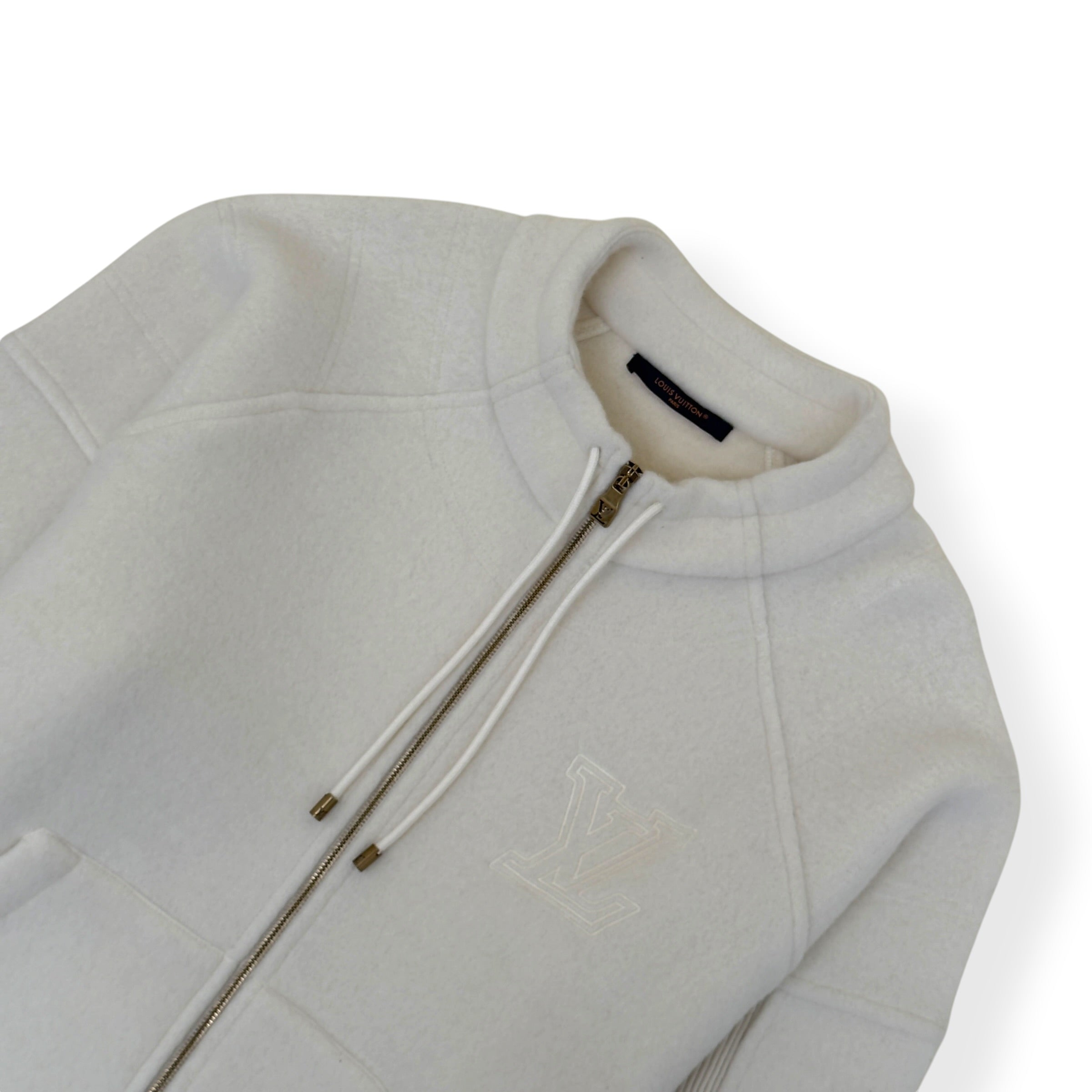 LOUIS VUITTON QUILTED TEXTURED WOOL JACKET LUXURY WHITE XXL