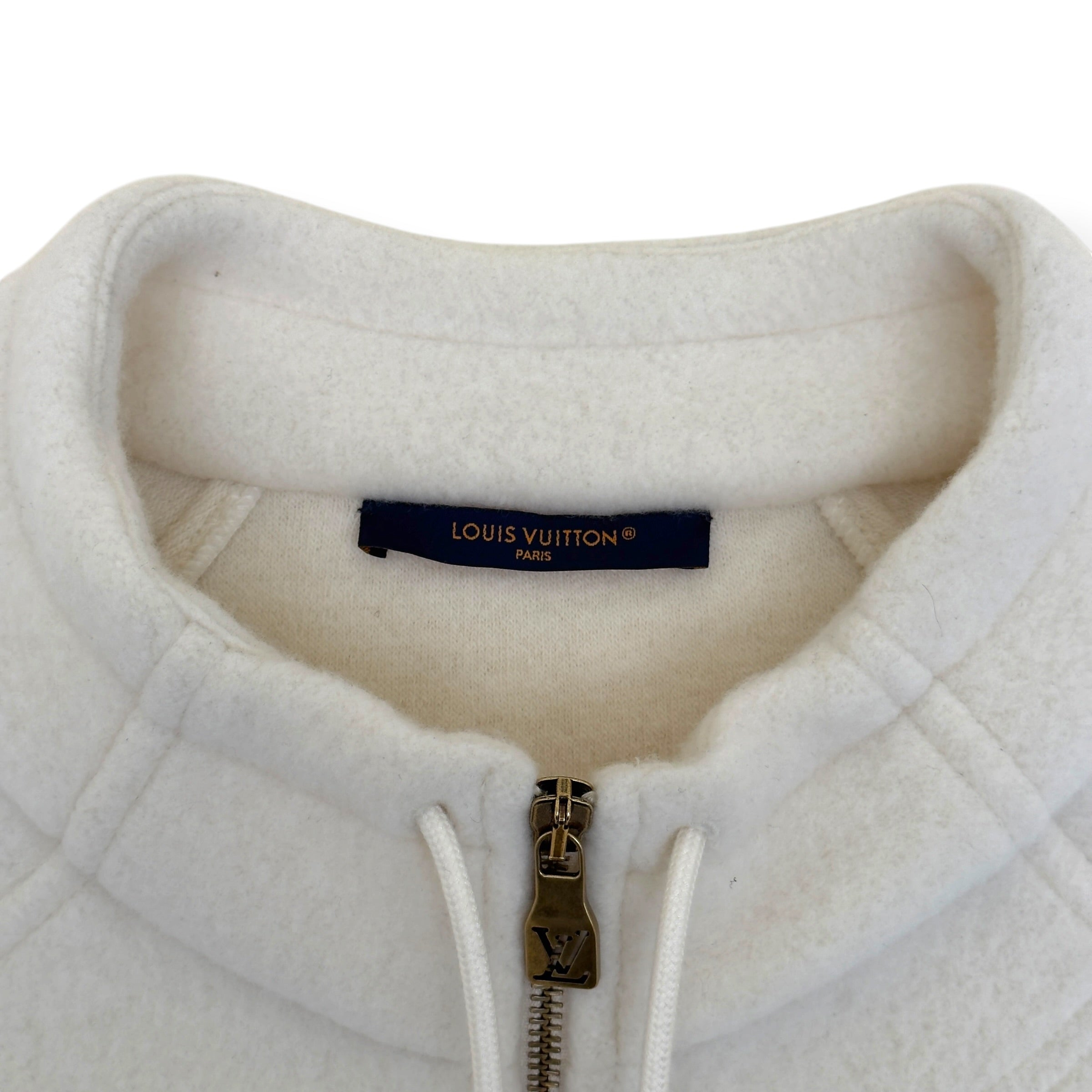 LOUIS VUITTON QUILTED TEXTURED WOOL JACKET LUXURY WHITE XXL