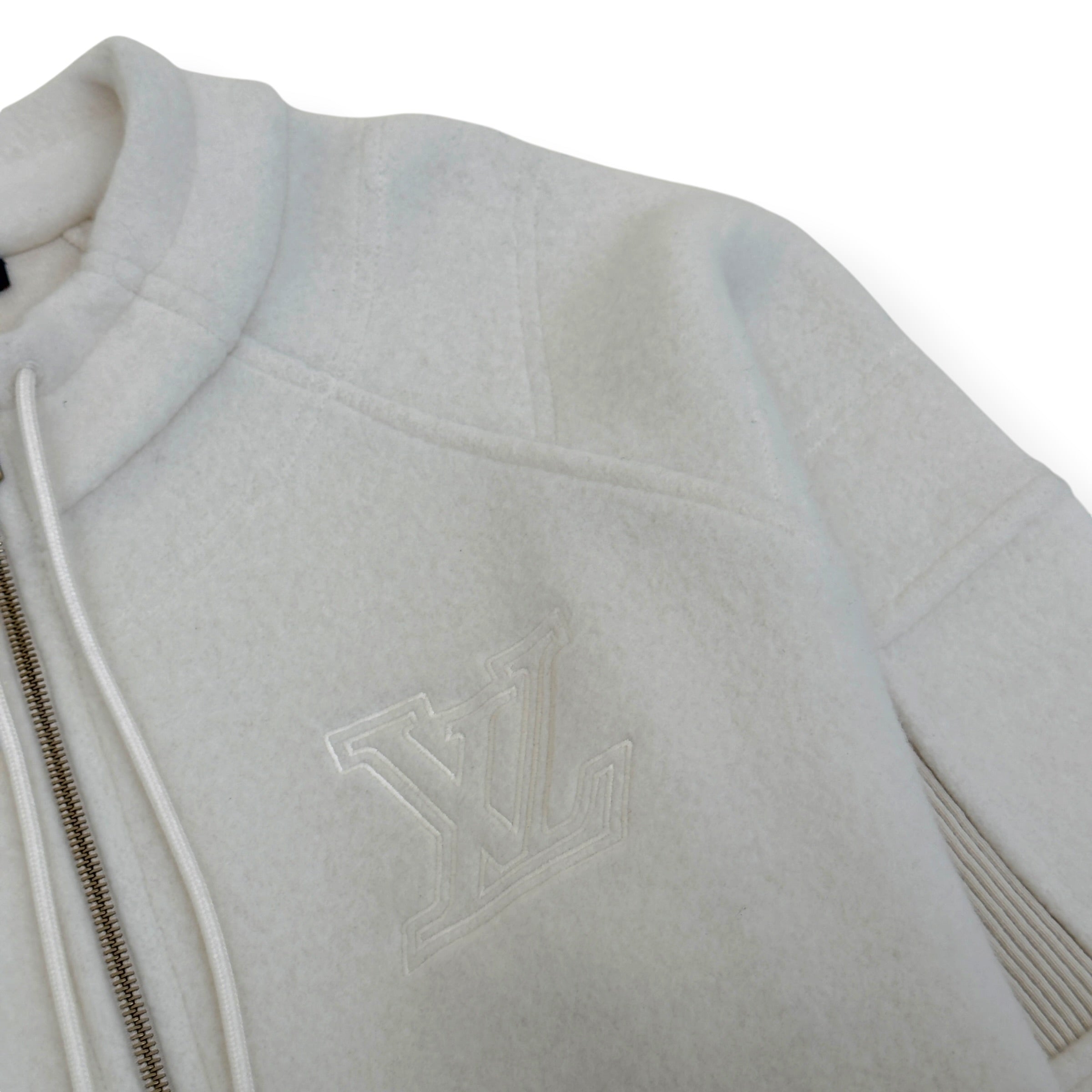 LOUIS VUITTON QUILTED TEXTURED WOOL JACKET LUXURY WHITE XXL