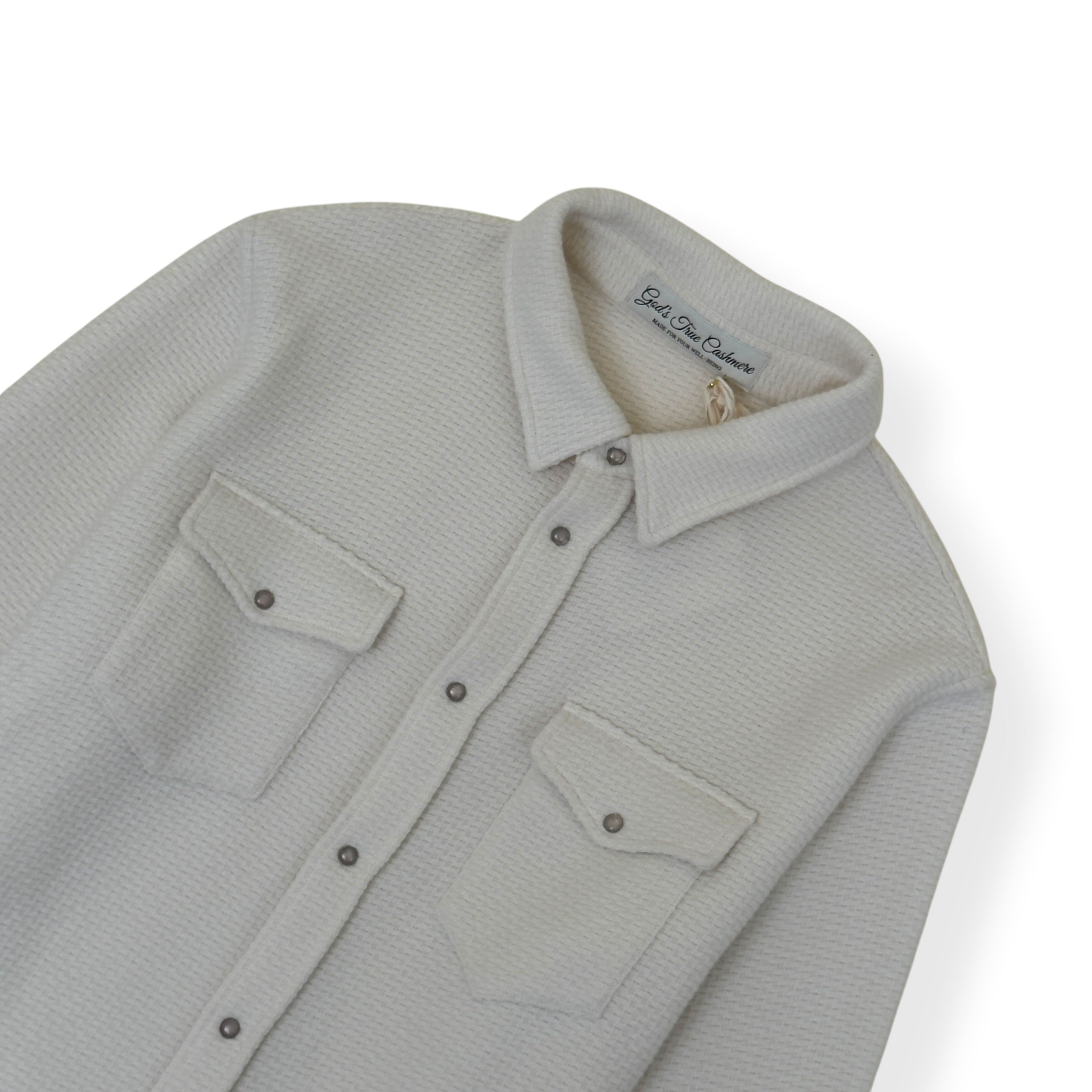 GOD'S TRUE CASHMERE AIR WAFFLE CASHMERE SHIRT ECRU XL